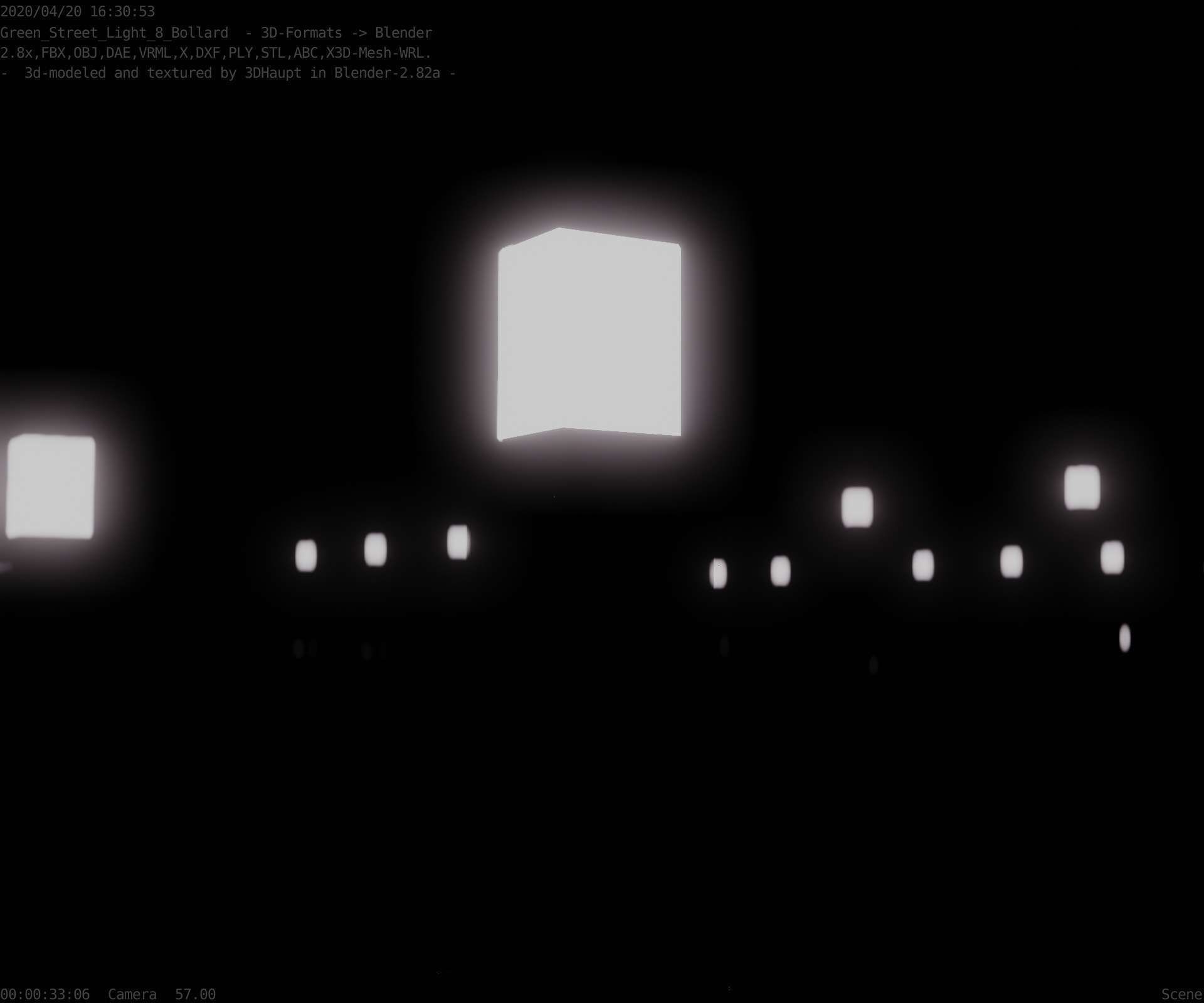 Street Light 8 Bollard 500 mm Moss Green Version 2 Low-poly 3D model_98