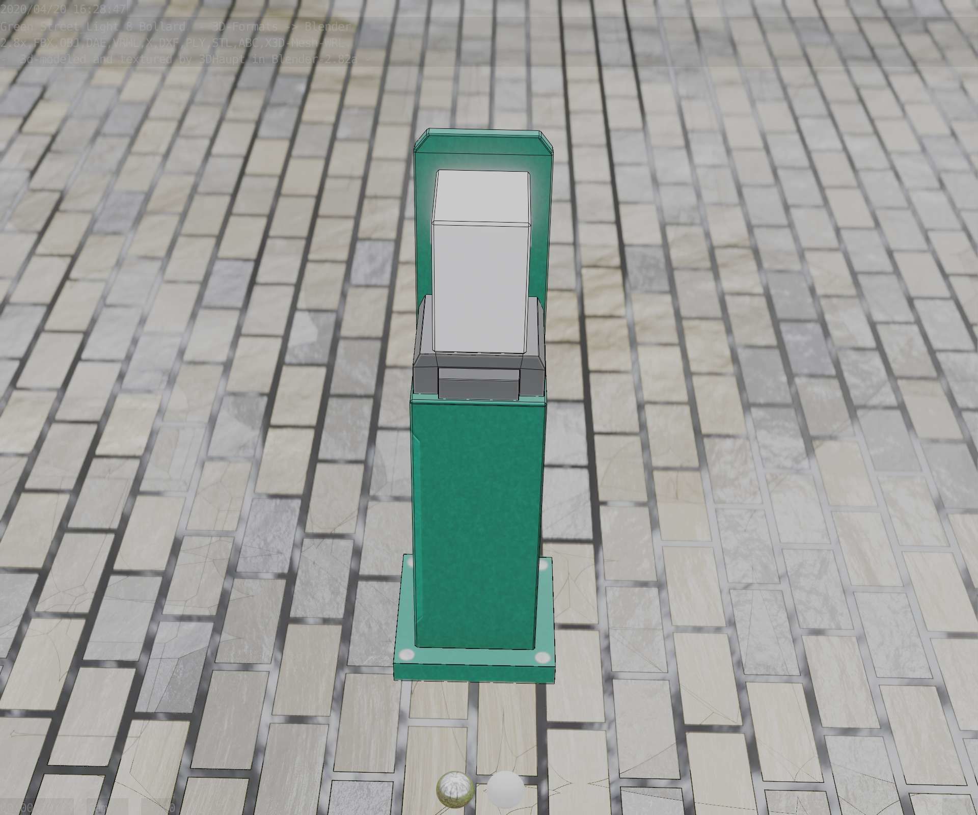 Street Light 8 Bollard 500 mm Moss Green Version 2 Low-poly 3D model_50