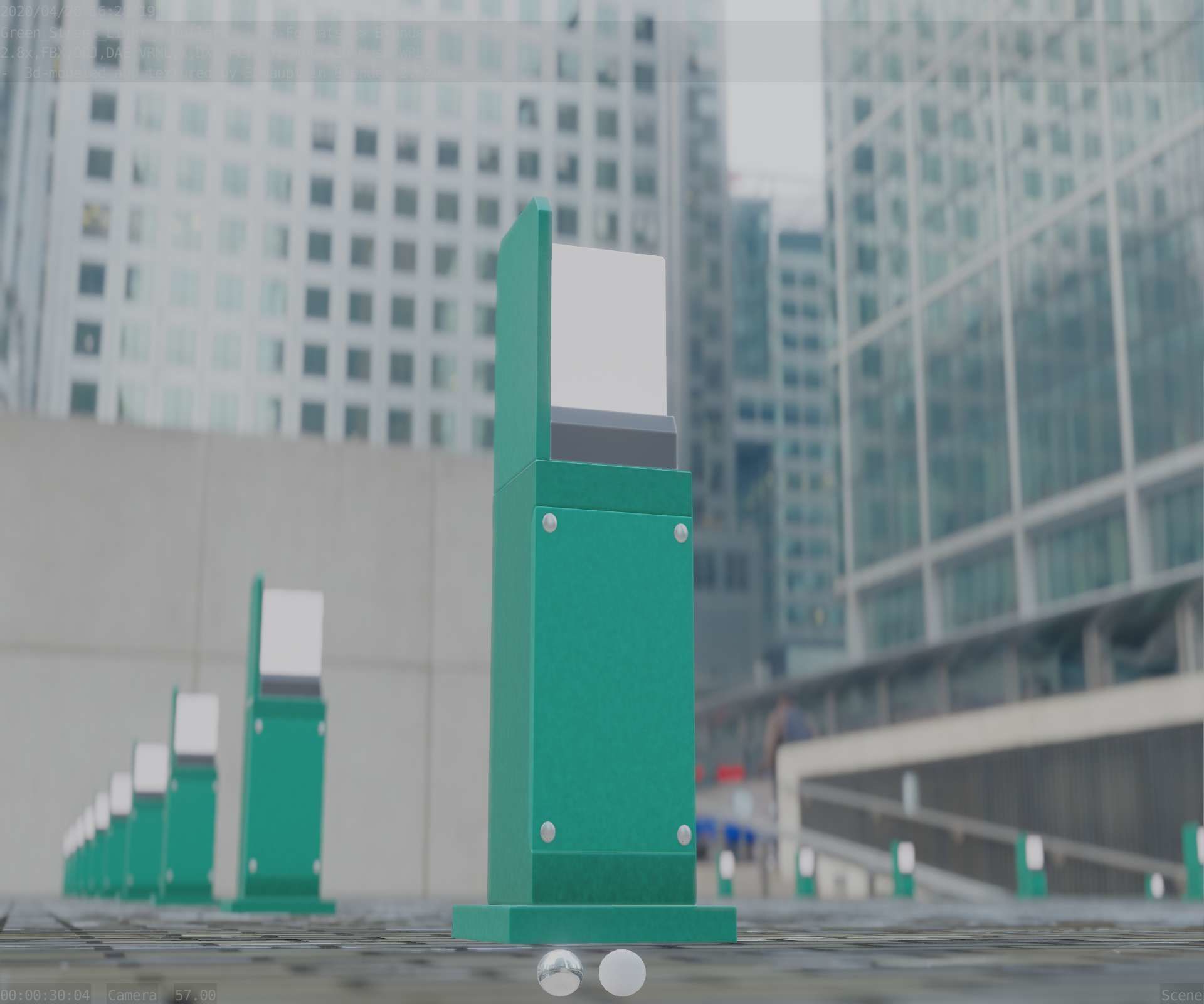 Street Light 8 Bollard 500 mm Moss Green Version 2 Low-poly 3D model_31