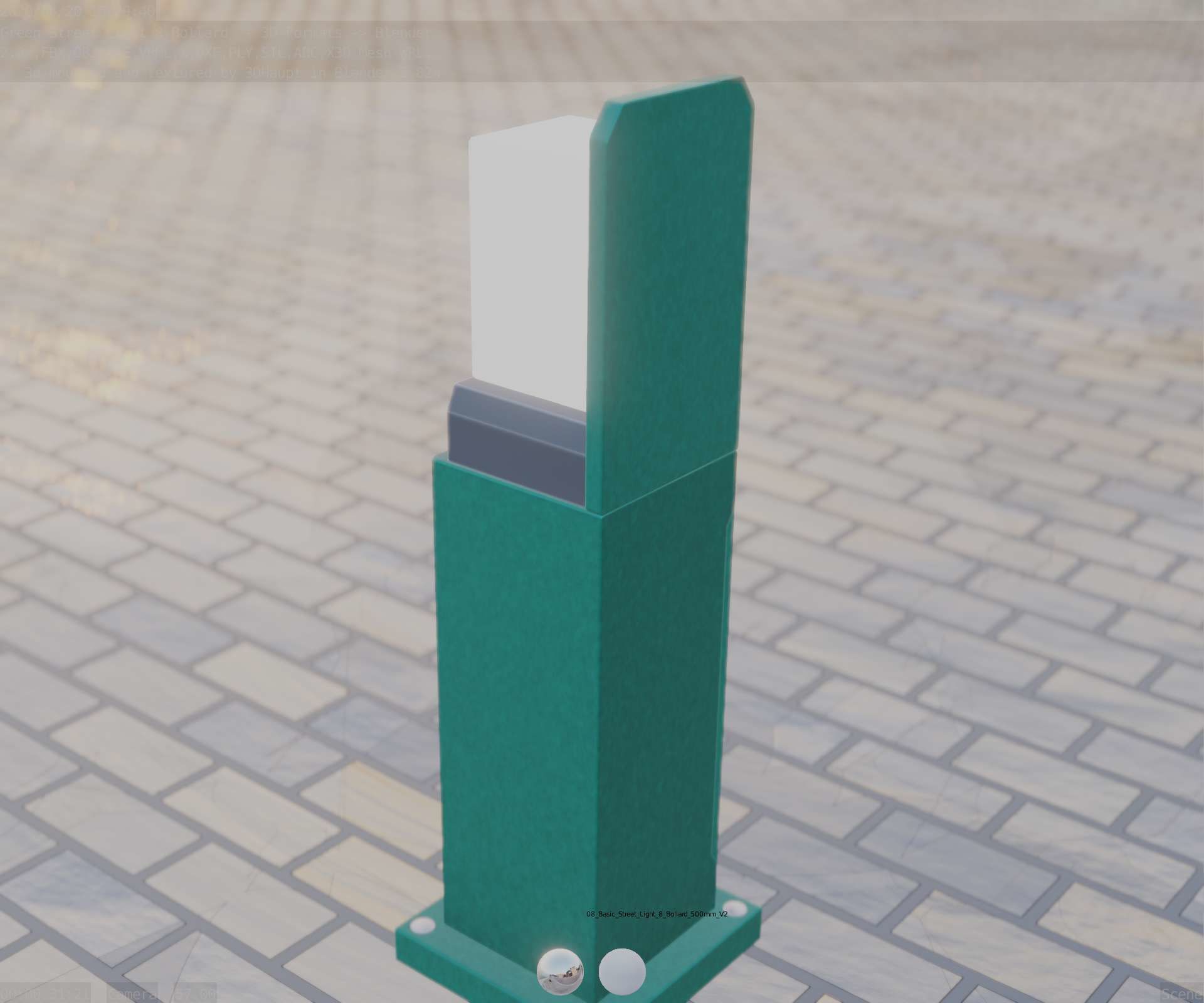 Street Light 8 Bollard 500 mm Moss Green Version 2 Low-poly 3D model_66