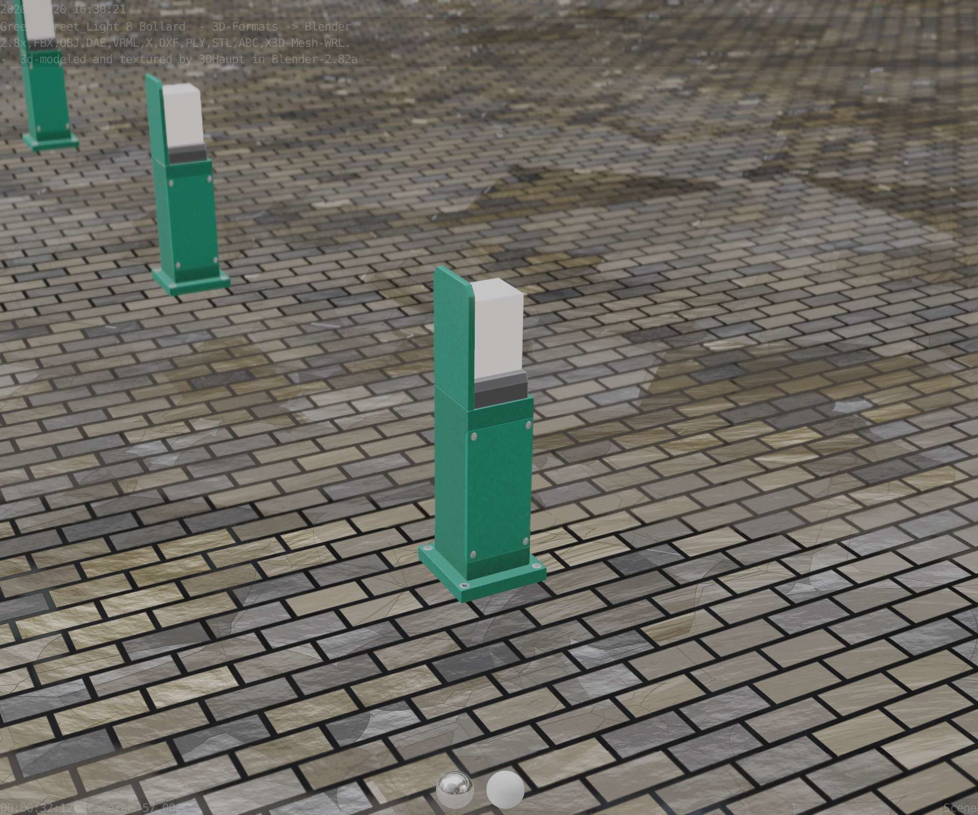 Street Light 8 Bollard 500 mm Moss Green Version 2 Low-poly 3D model_81