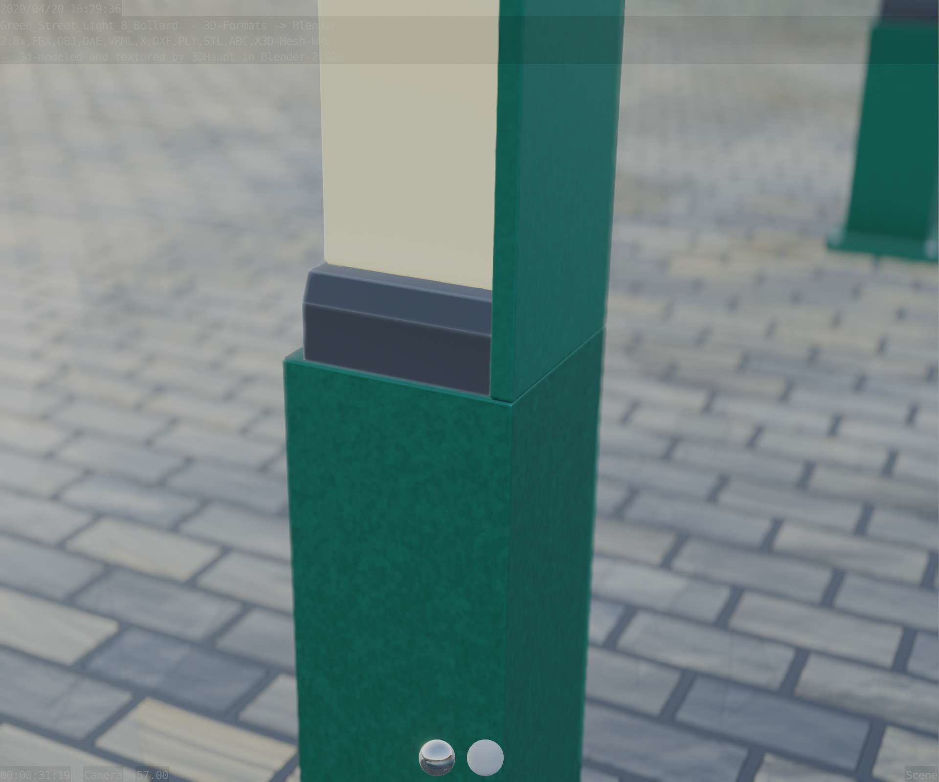 Street Light 8 Bollard 500 mm Moss Green Version 2 Low-poly 3D model_64