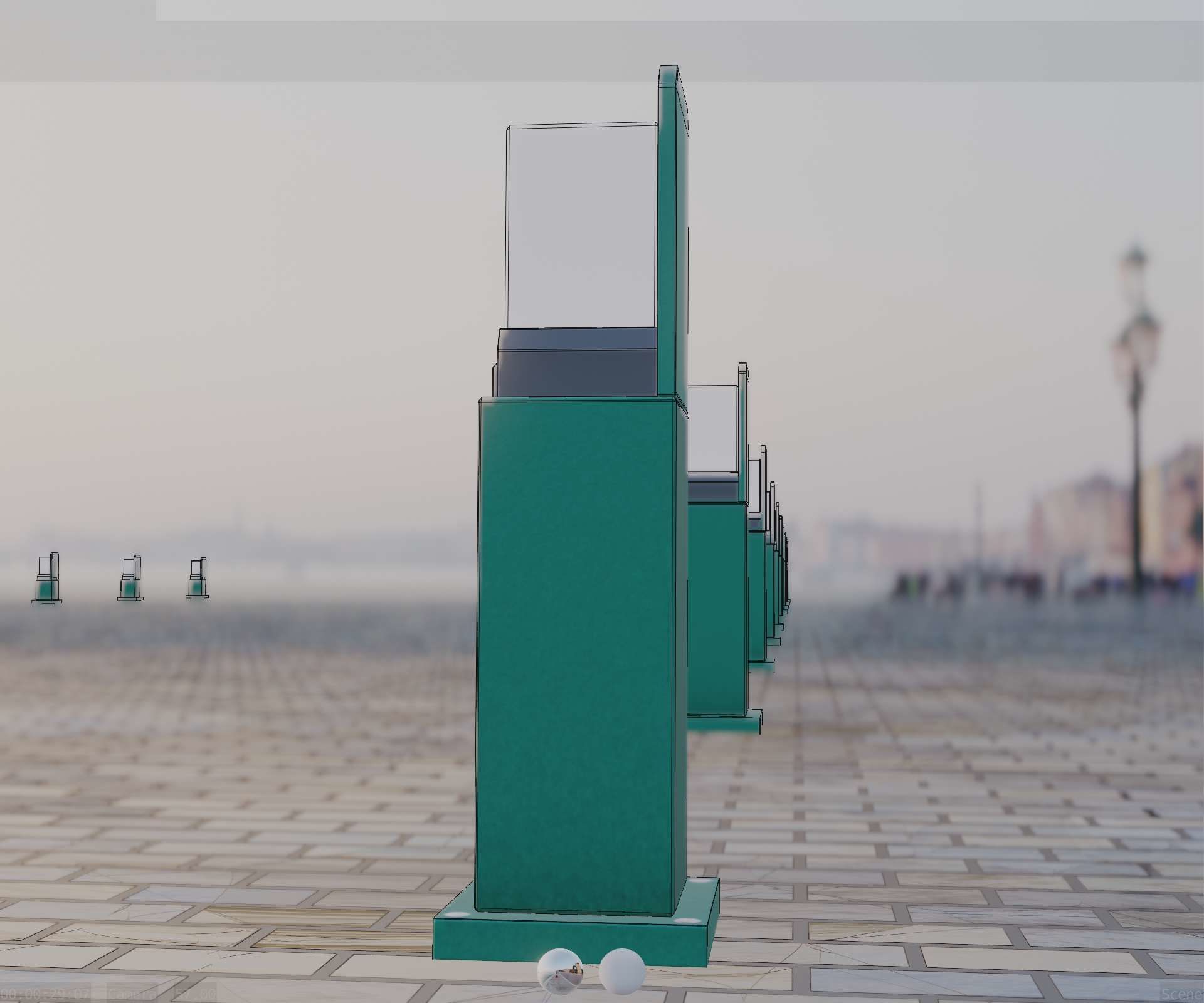 Street Light 8 Bollard 500 mm Moss Green Version 2 Low-poly 3D model_10