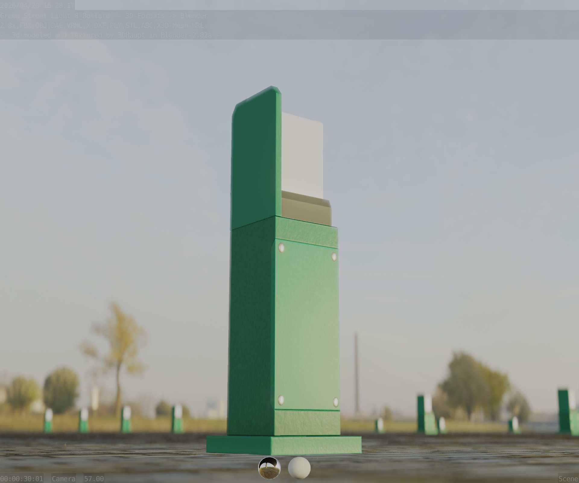 Street Light 8 Bollard 500 mm Moss Green Version 2 Low-poly 3D model_28
