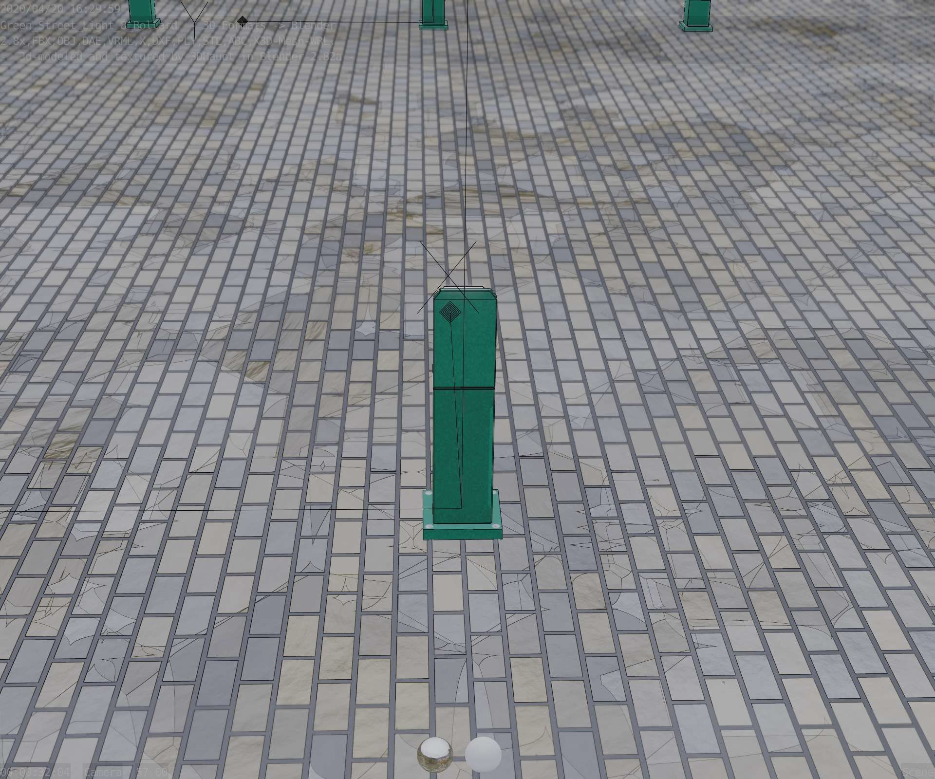 Street Light 8 Bollard 500 mm Moss Green Version 2 Low-poly 3D model_73