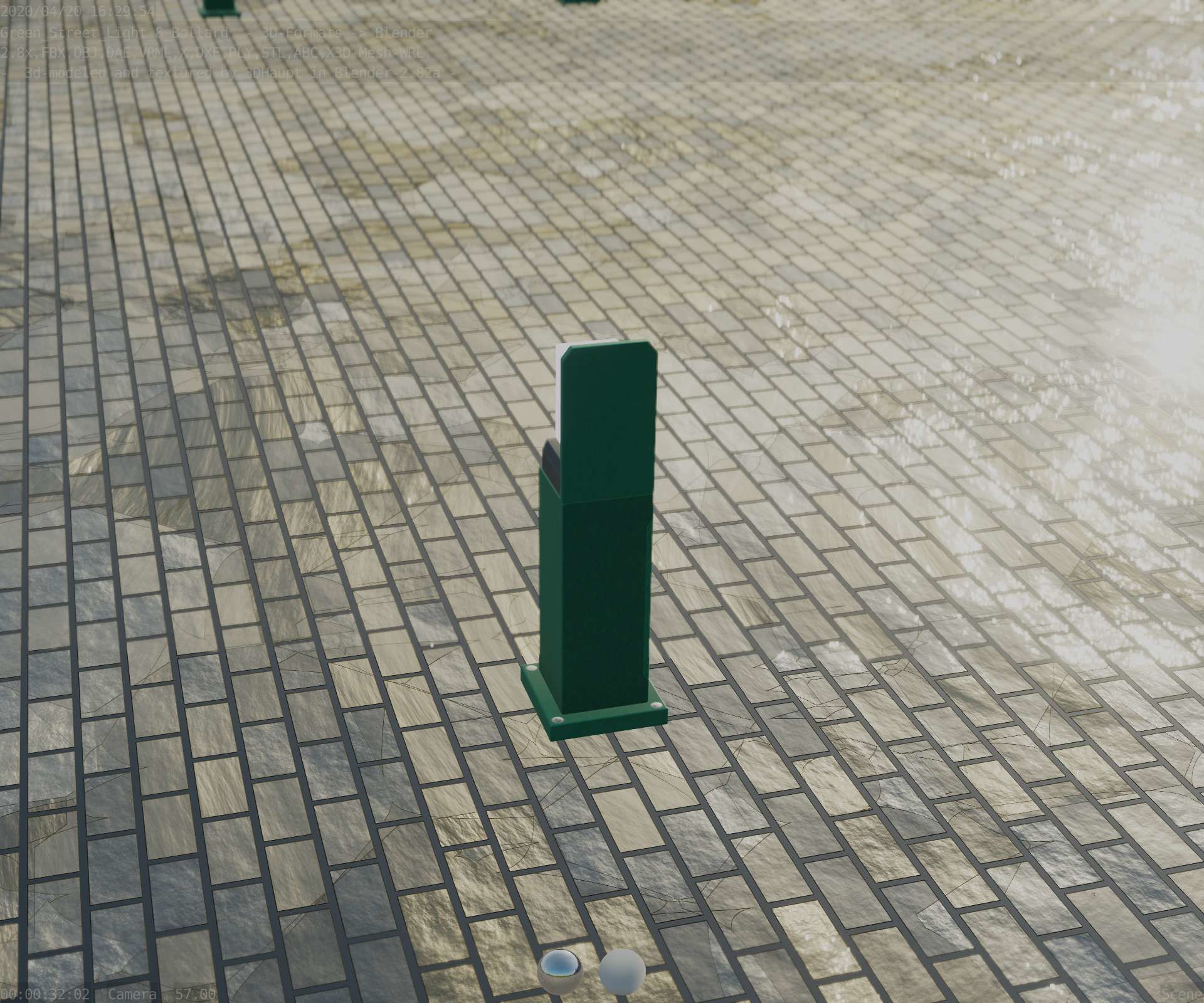 Street Light 8 Bollard 500 mm Moss Green Version 2 Low-poly 3D model_71