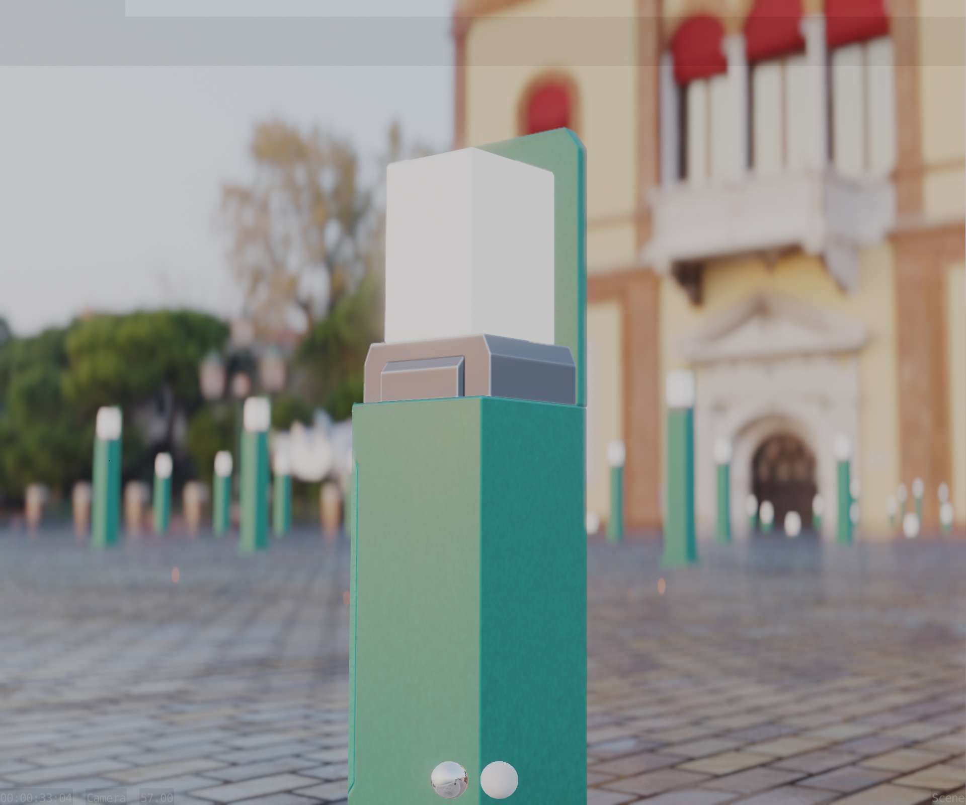 Street Light 8 Bollard 500 mm Moss Green Version 2 Low-poly 3D model_96