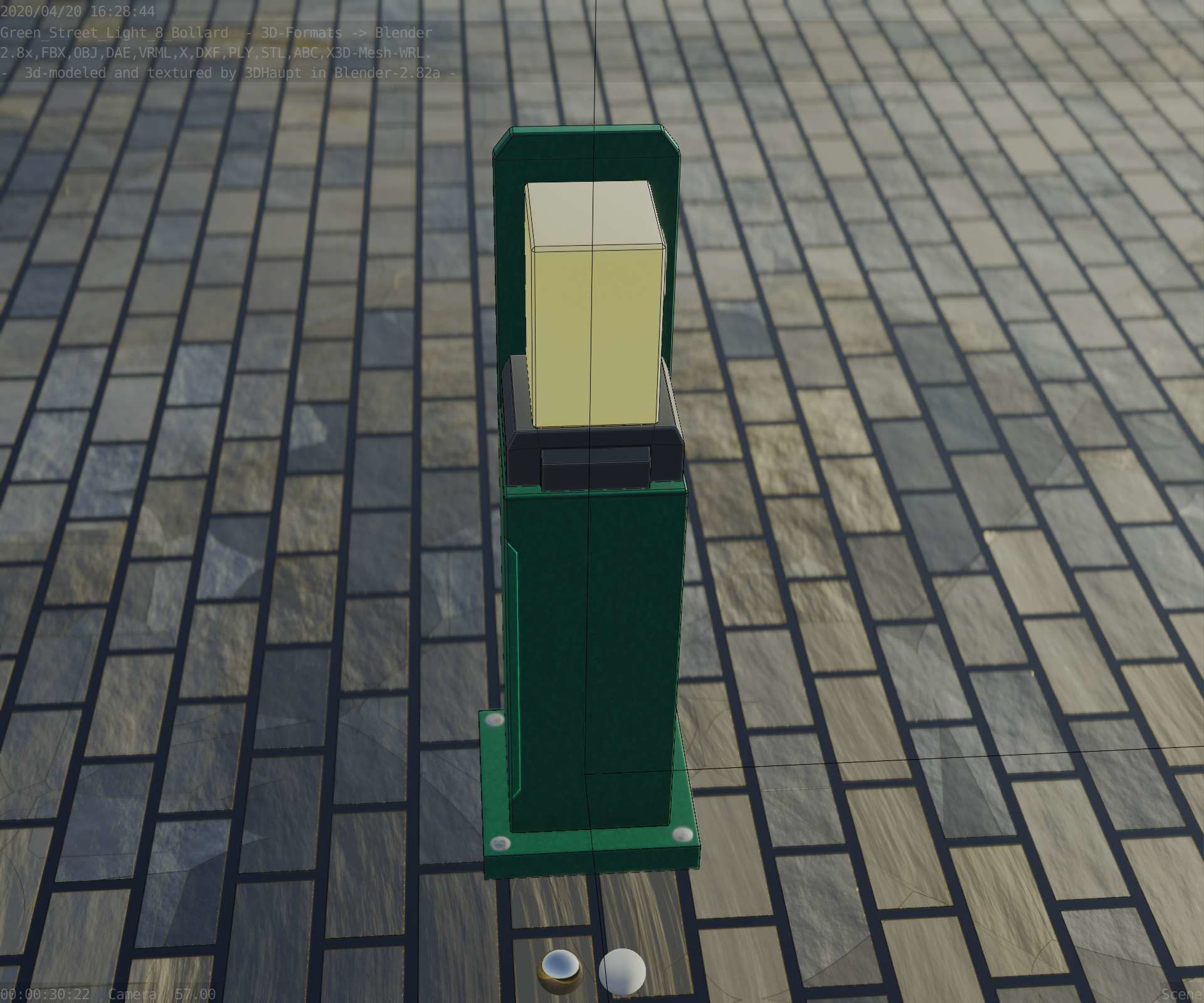 Street Light 8 Bollard 500 mm Moss Green Version 2 Low-poly 3D model_49