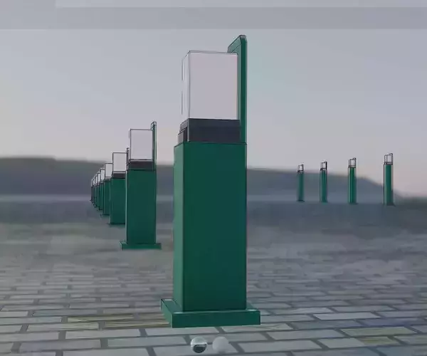 Street Light 8 Bollard 500 mm Moss Green Version 2 Low-poly 3D model