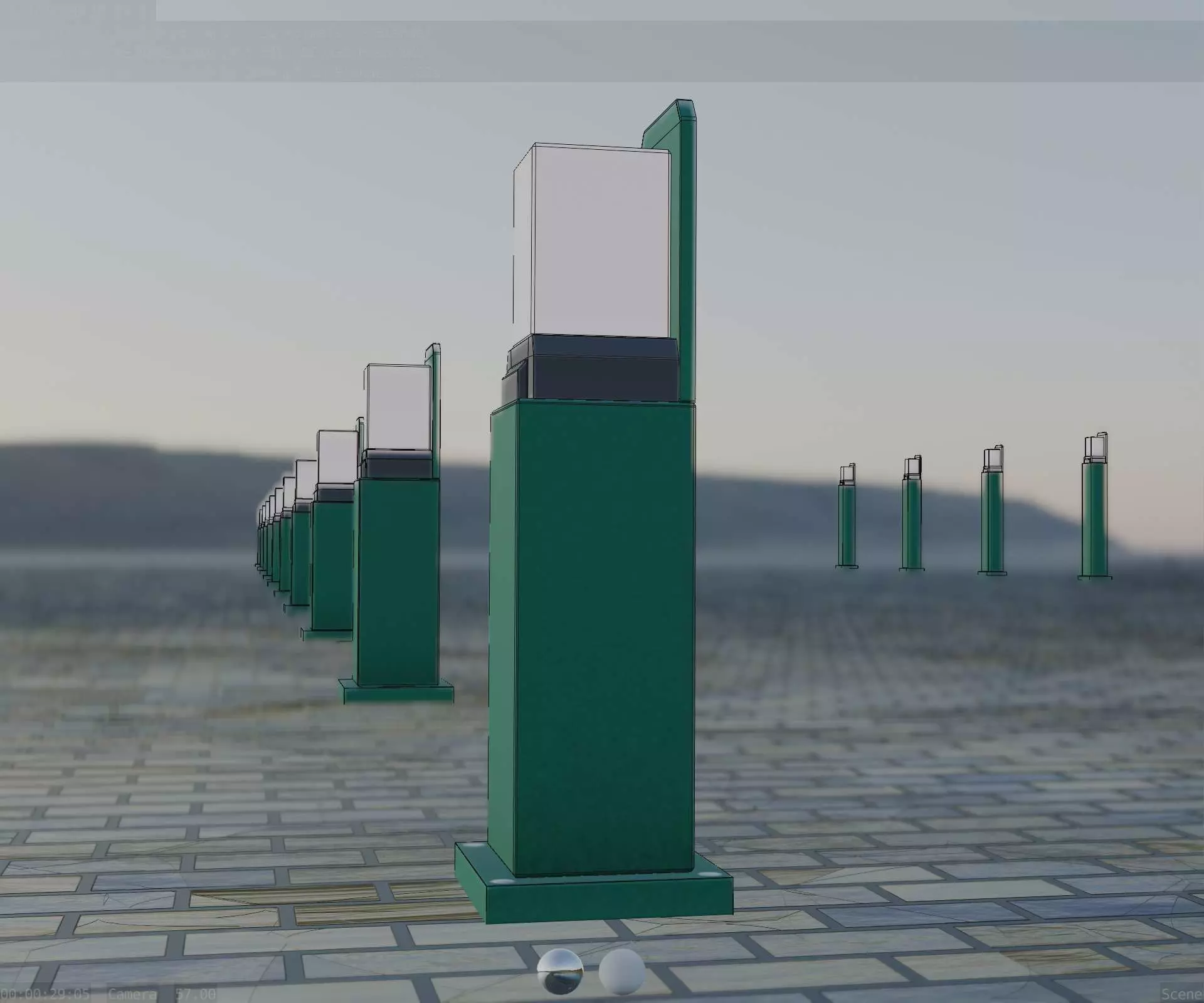 Street Light 8 Bollard 500 mm Moss Green Version 2 Low-poly 3D model_0
