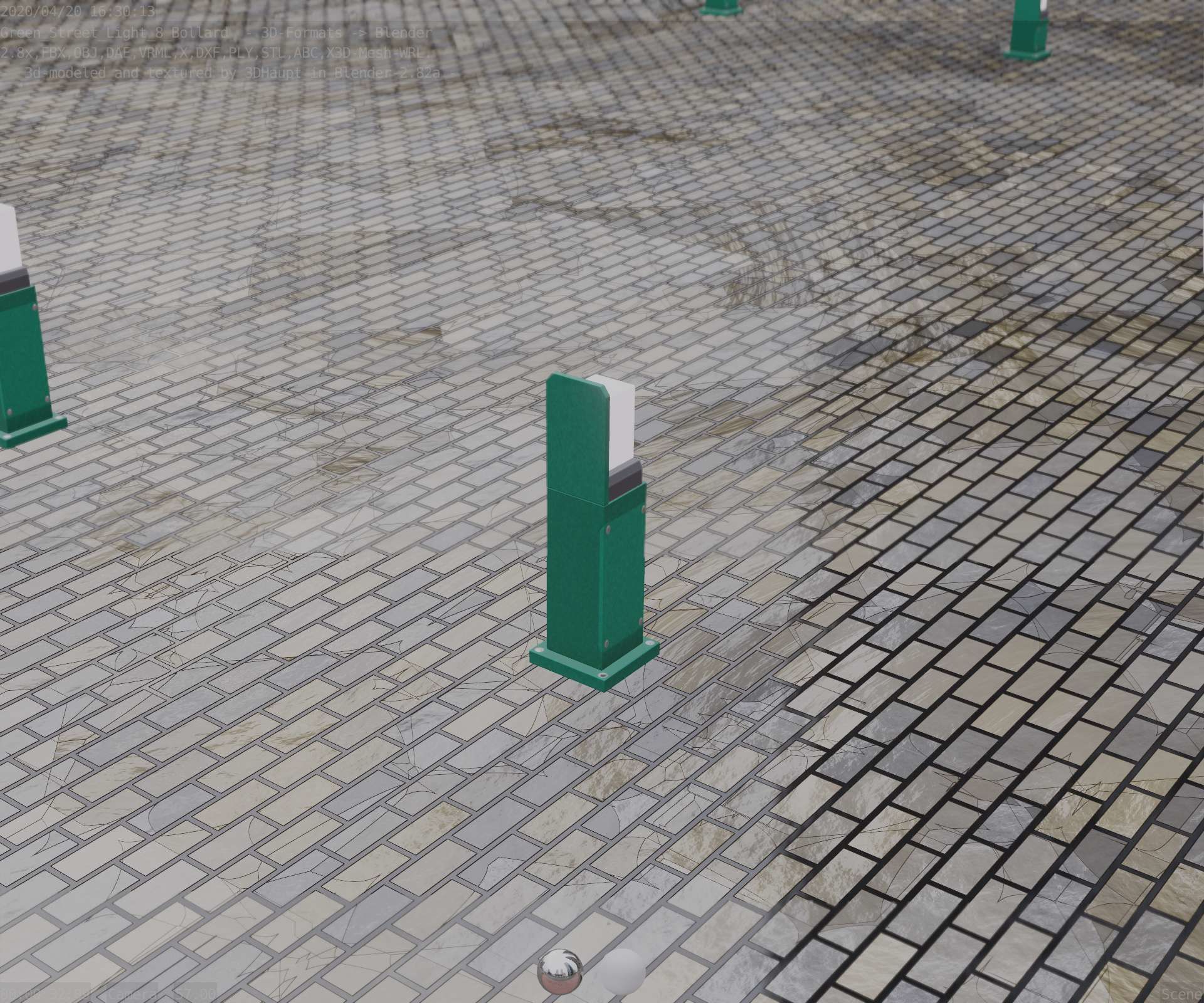 Street Light 8 Bollard 500 mm Moss Green Version 2 Low-poly 3D model_78
