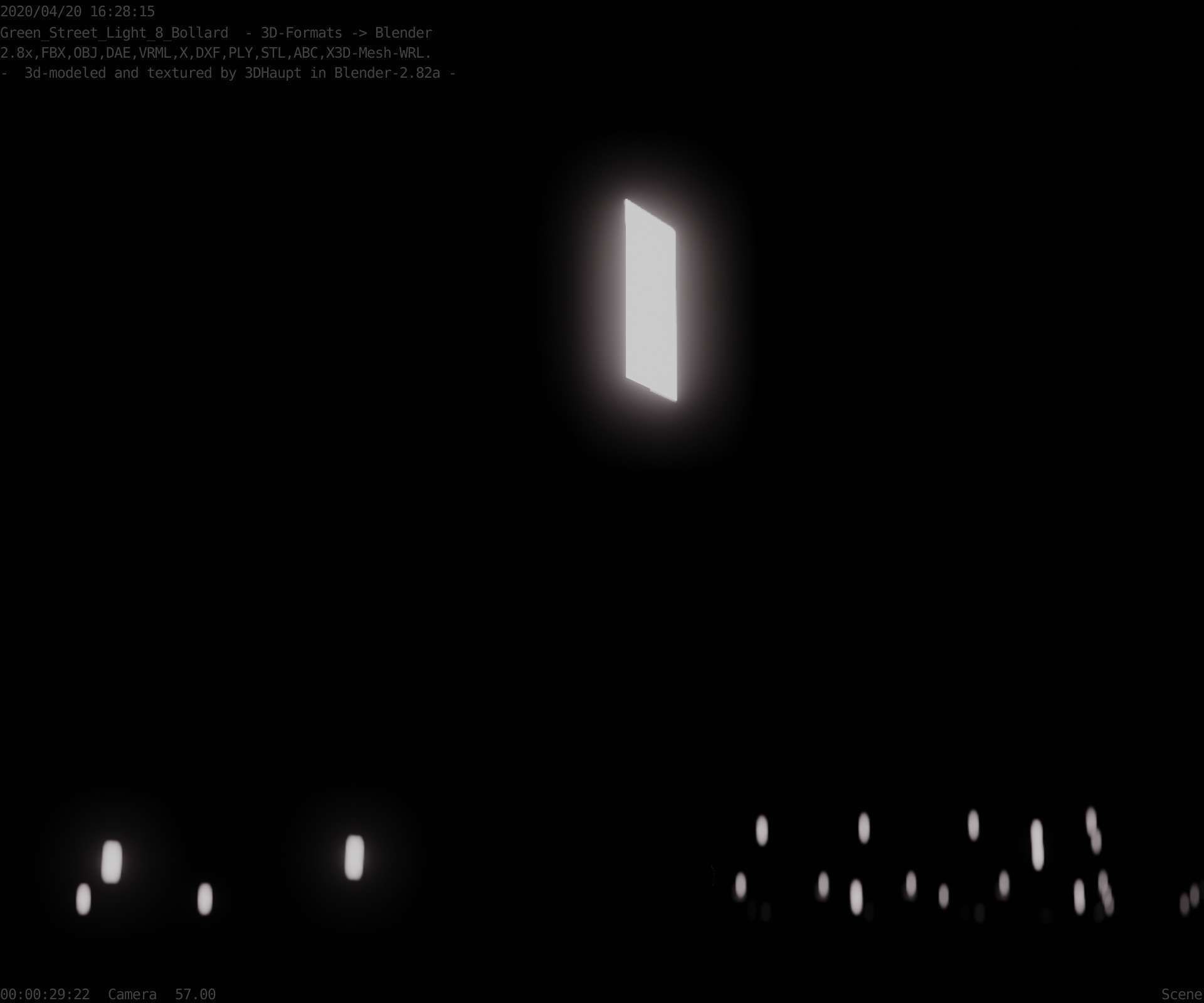 Street Light 8 Bollard 500 mm Moss Green Version 2 Low-poly 3D model_25