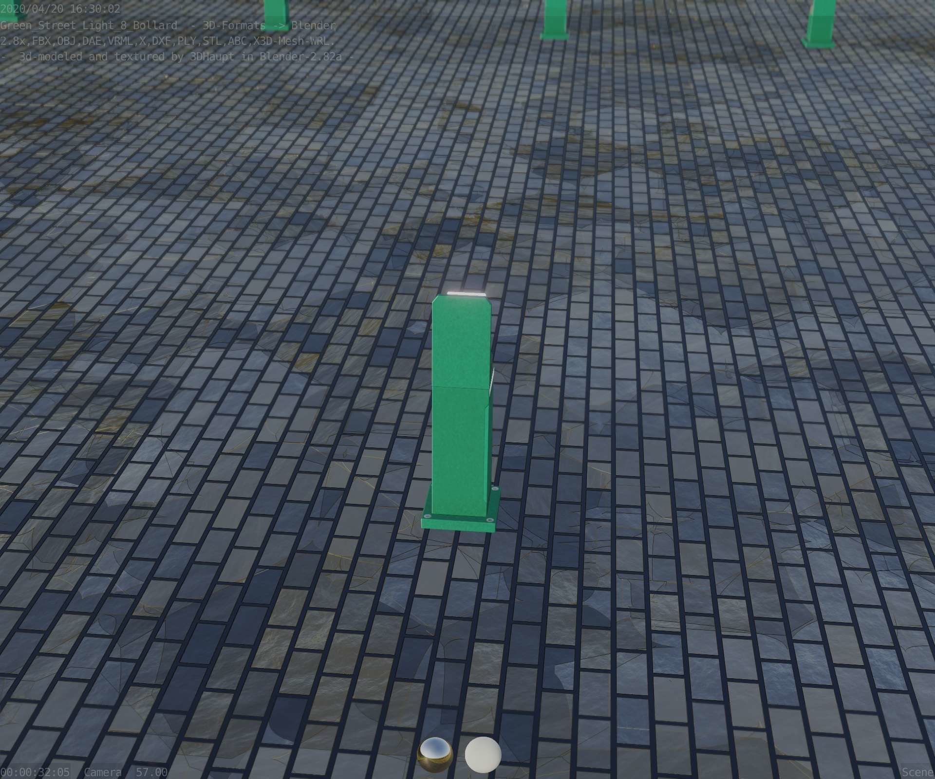 Street Light 8 Bollard 500 mm Moss Green Version 2 Low-poly 3D model_74