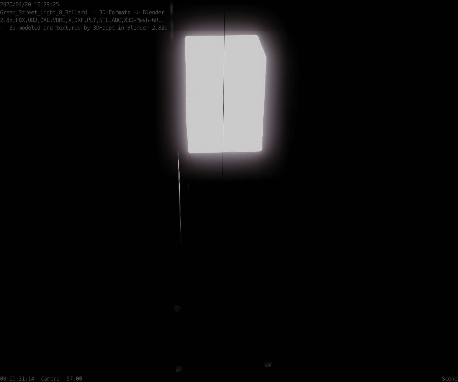 Street Light 8 Bollard 500 mm Moss Green Version 2 Low-poly 3D model_59