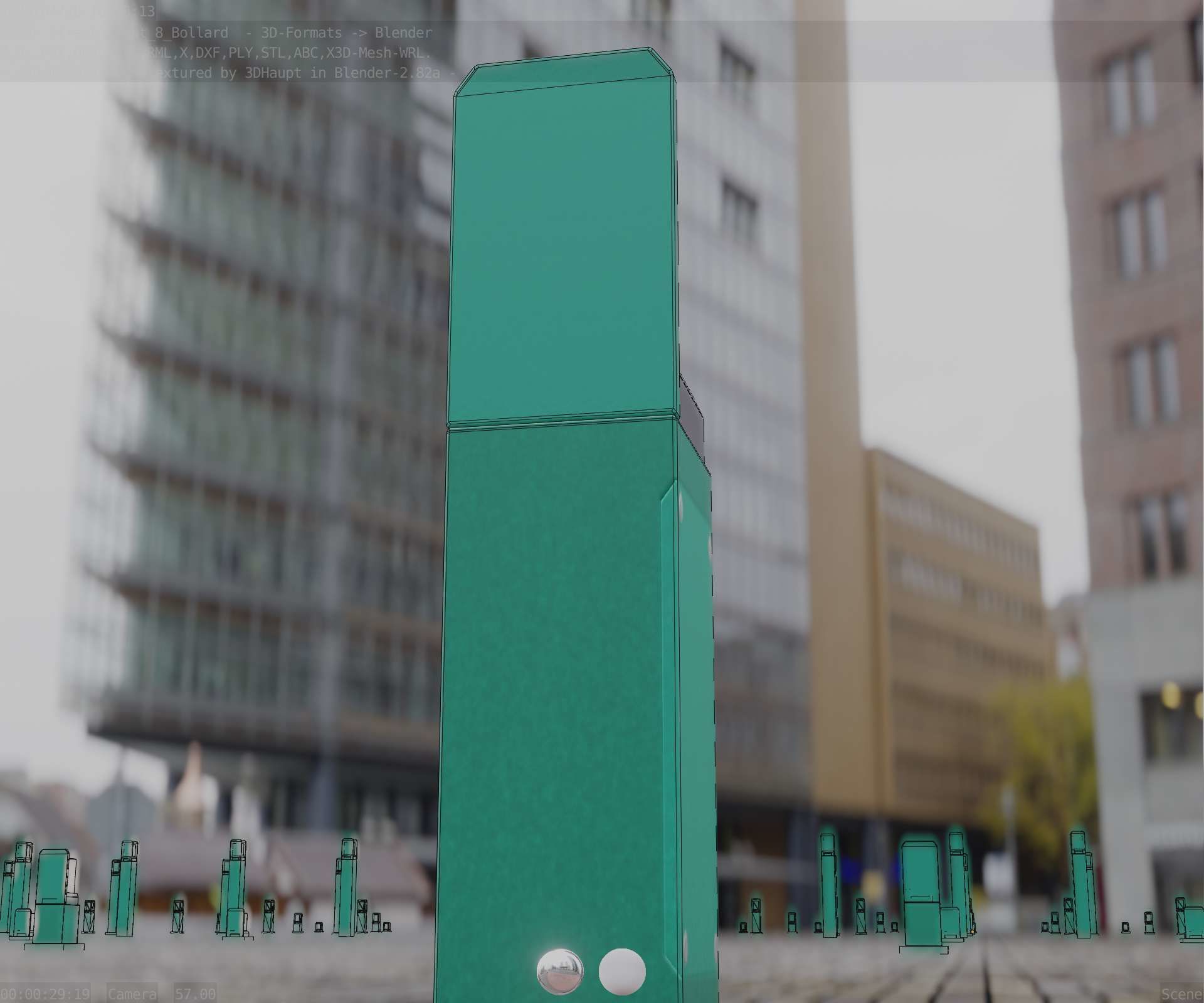 Street Light 8 Bollard 500 mm Moss Green Version 2 Low-poly 3D model_22