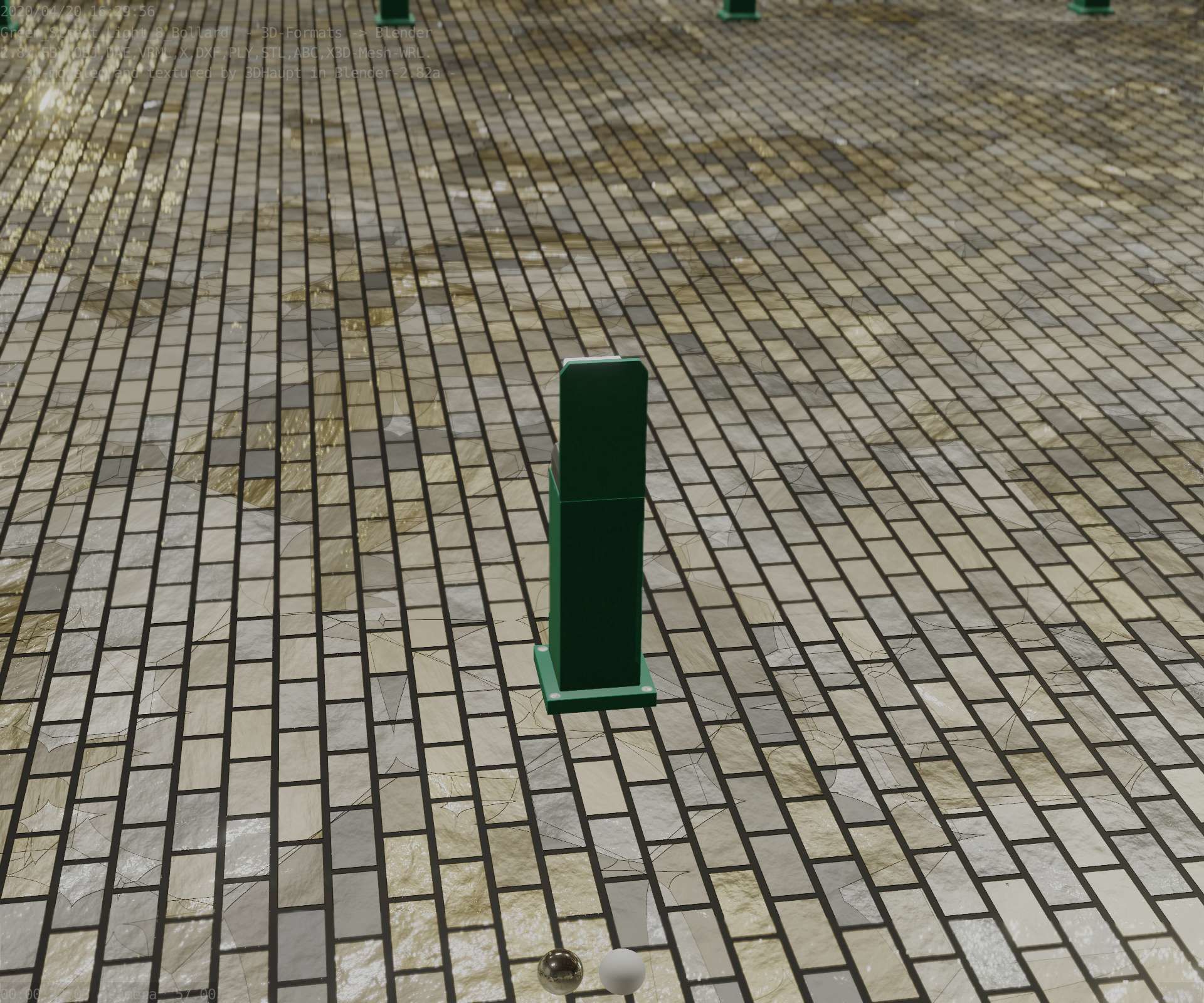 Street Light 8 Bollard 500 mm Moss Green Version 2 Low-poly 3D model_72