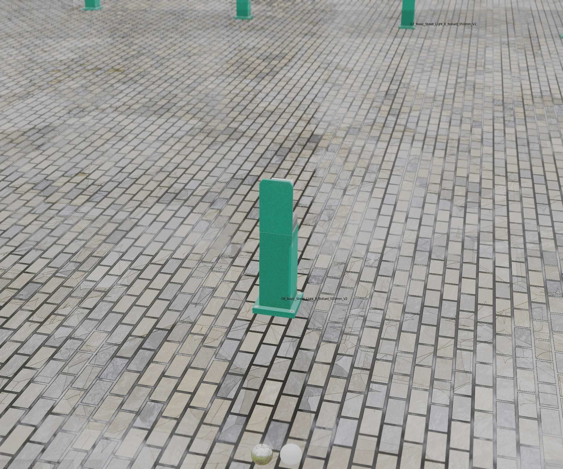 Street Light 8 Bollard 500 mm Moss Green Version 2 Low-poly 3D model_75