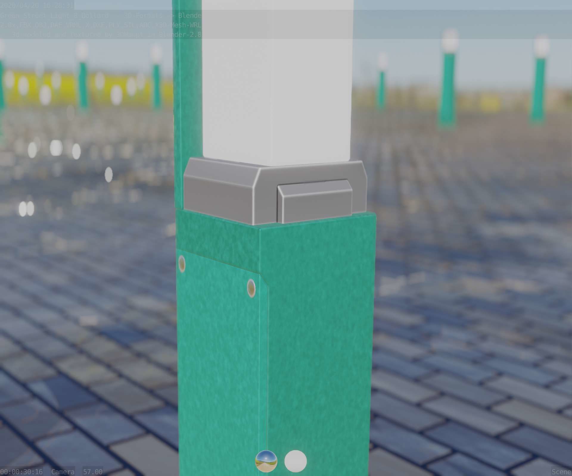 Street Light 8 Bollard 500 mm Moss Green Version 2 Low-poly 3D model_43