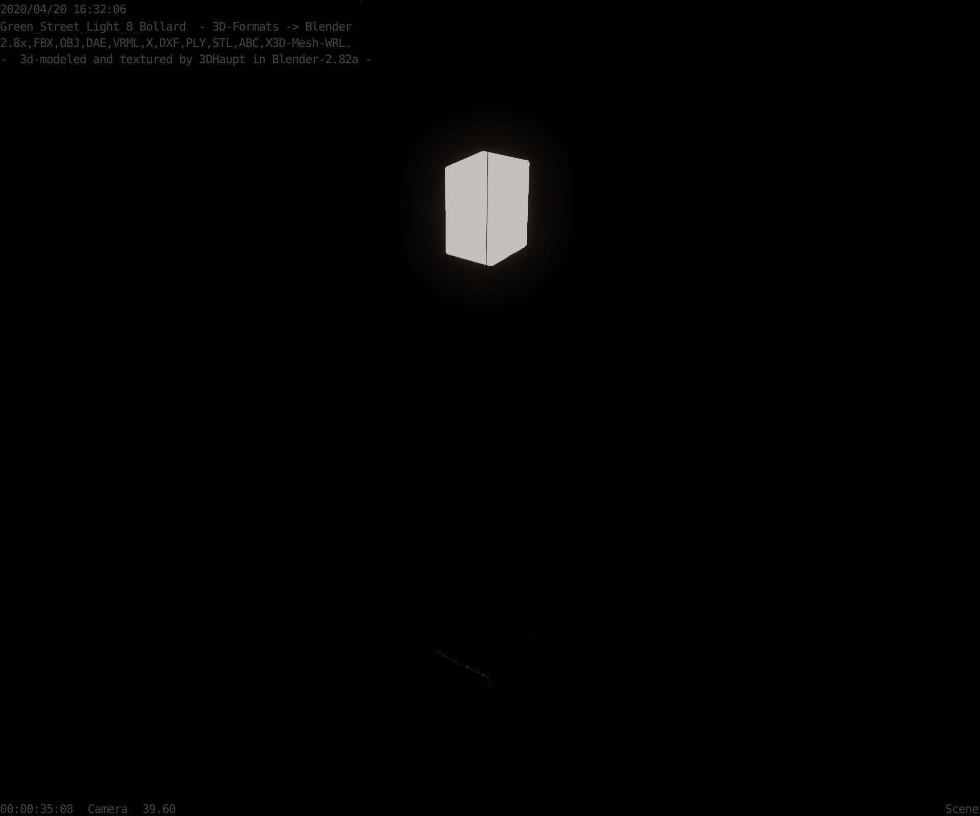 Street Light 8 Bollard 900 mm Moss Green Version 2 Low-poly 3D model_53