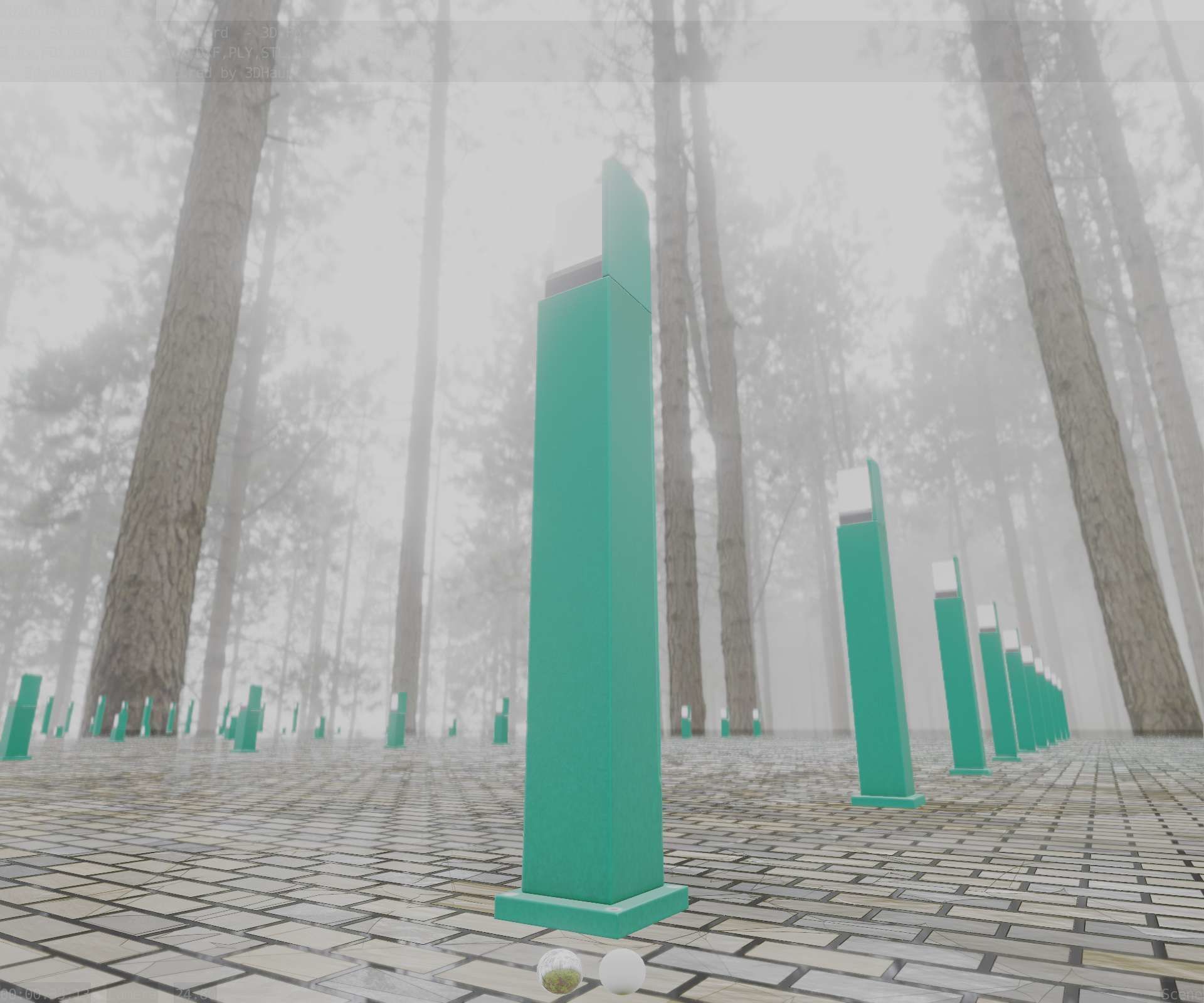 Street Light 8 Bollard 900 mm Moss Green Version 2 Low-poly 3D model_9