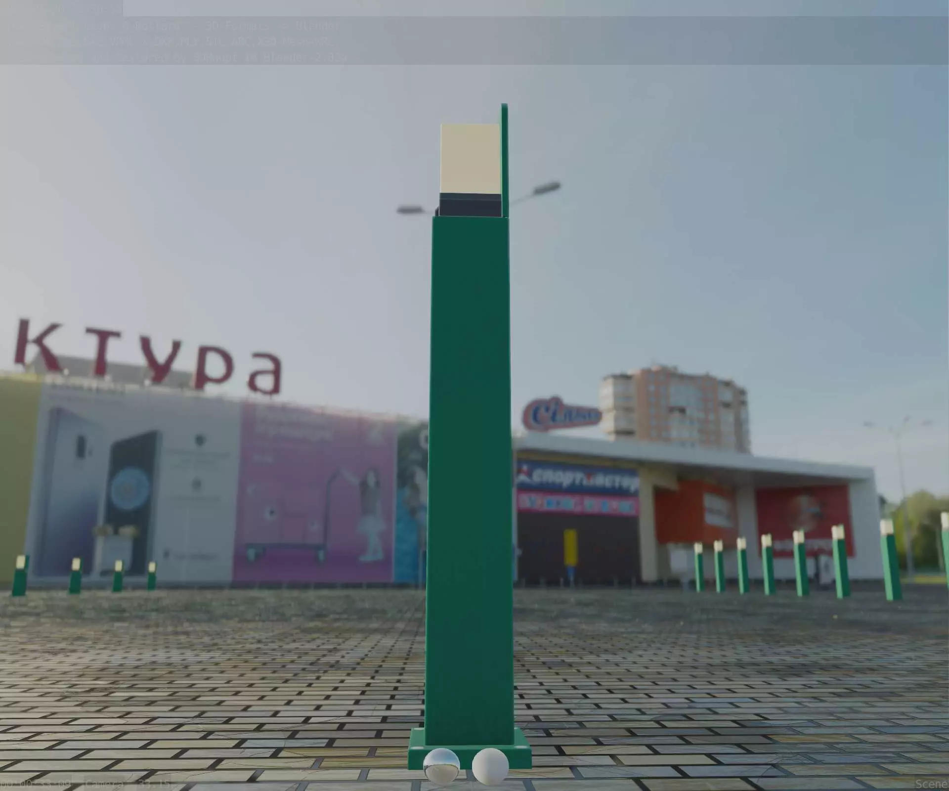 Street Light 8 Bollard 900 mm Moss Green Version 2 Low-poly 3D model_0