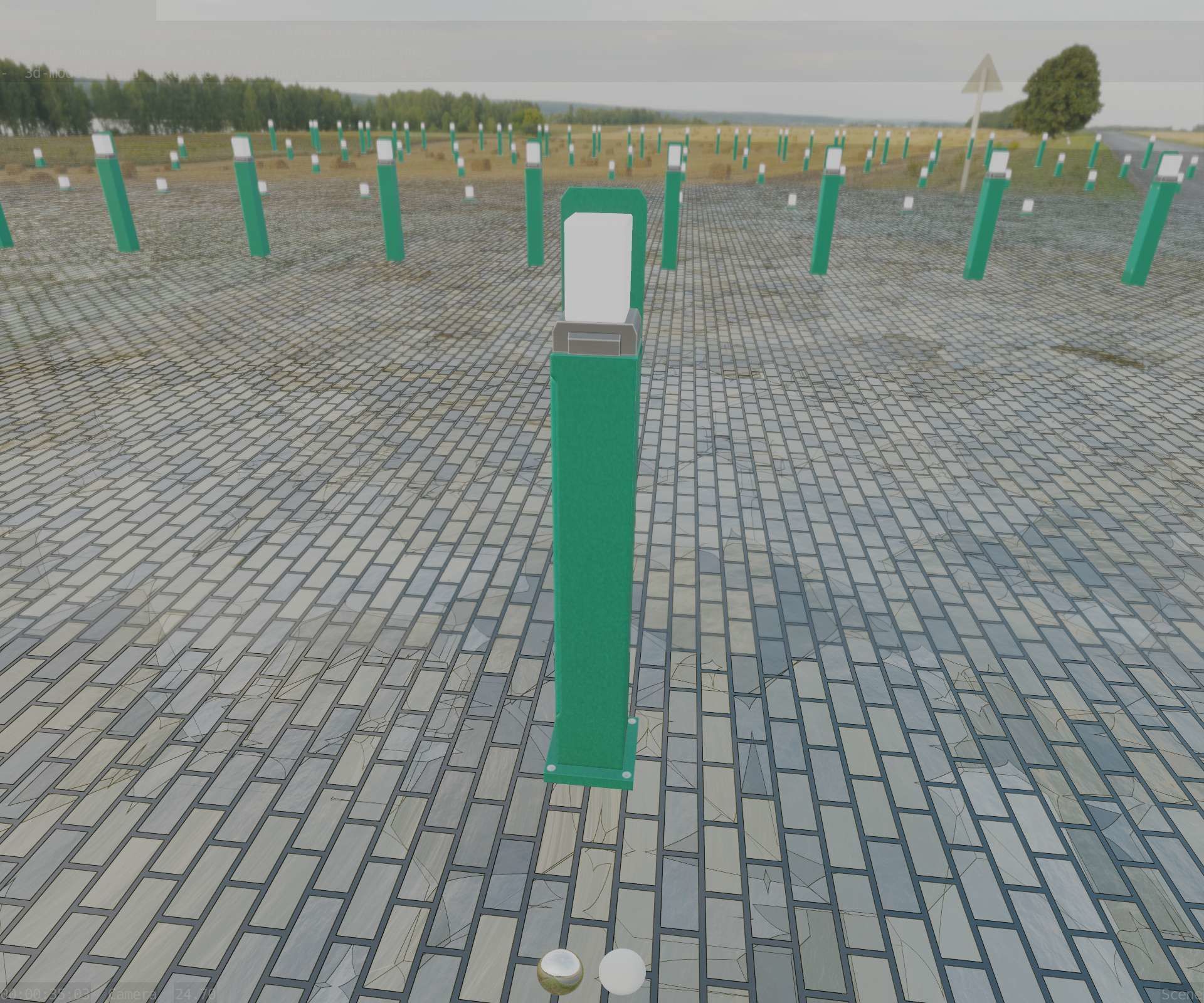 Street Light 8 Bollard 900 mm Moss Green Version 2 Low-poly 3D model_47