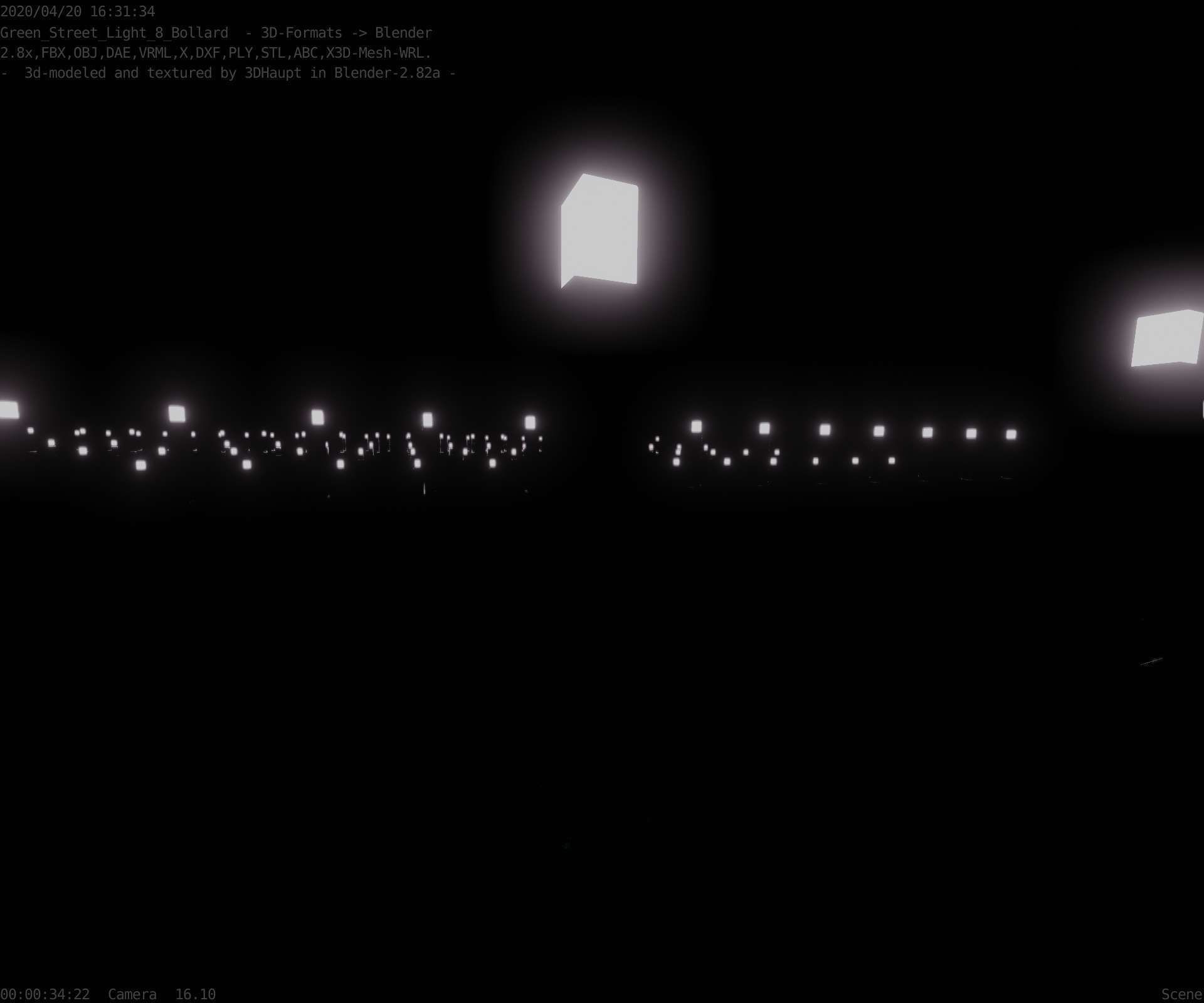 Street Light 8 Bollard 900 mm Moss Green Version 2 Low-poly 3D model_42