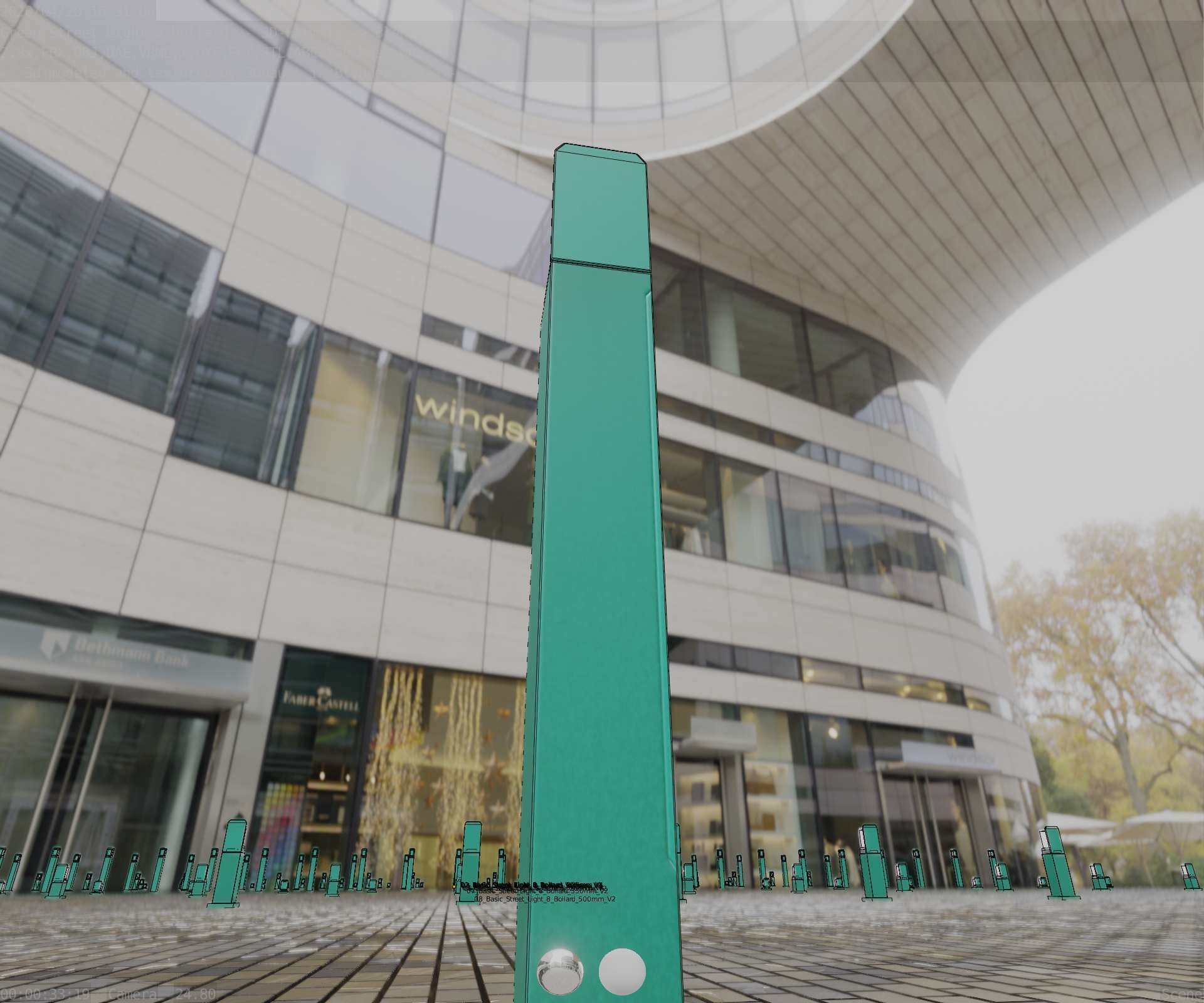 Street Light 8 Bollard 900 mm Moss Green Version 2 Low-poly 3D model_15