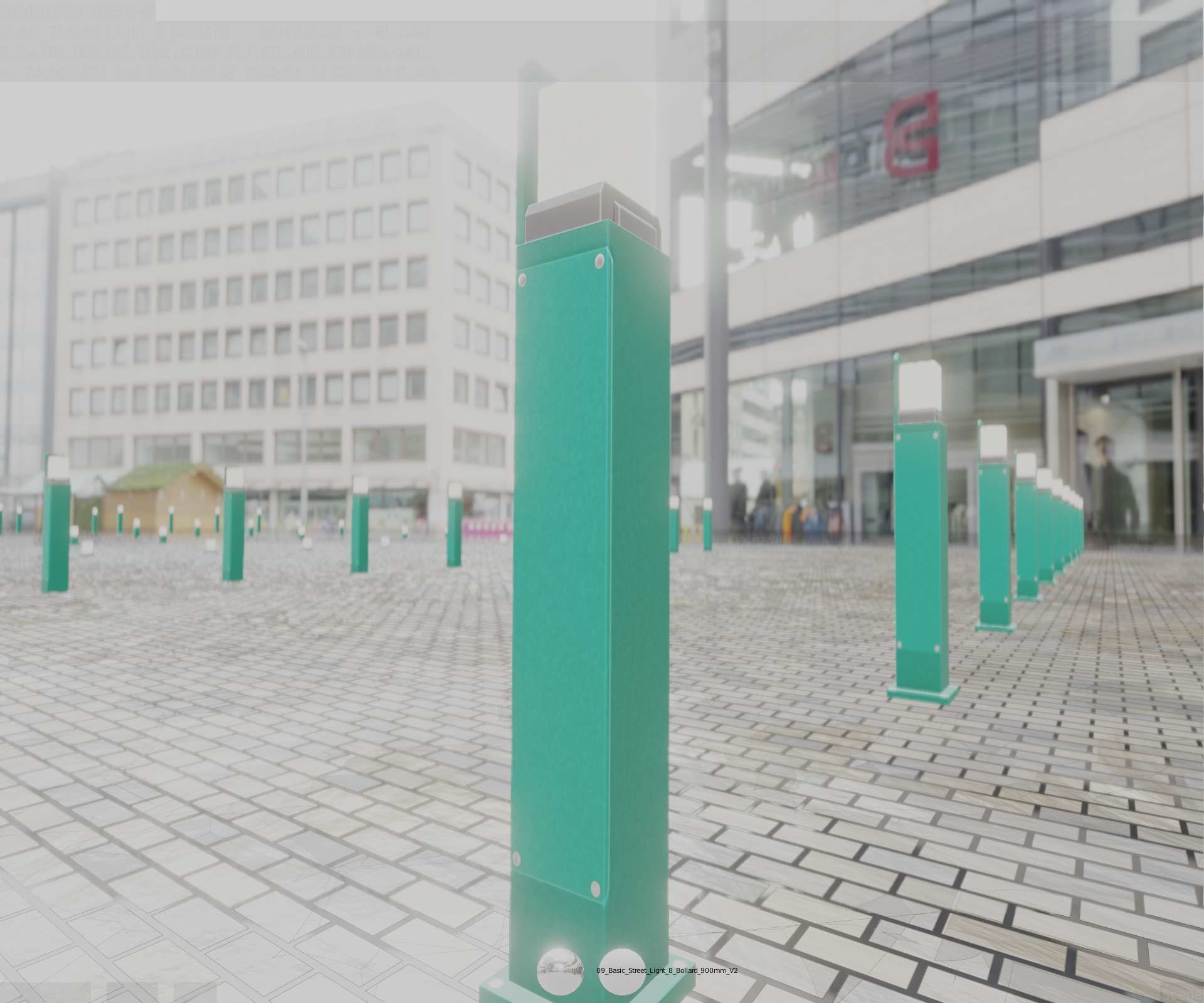 Street Light 8 Bollard 900 mm Moss Green Version 2 Low-poly 3D model_3
