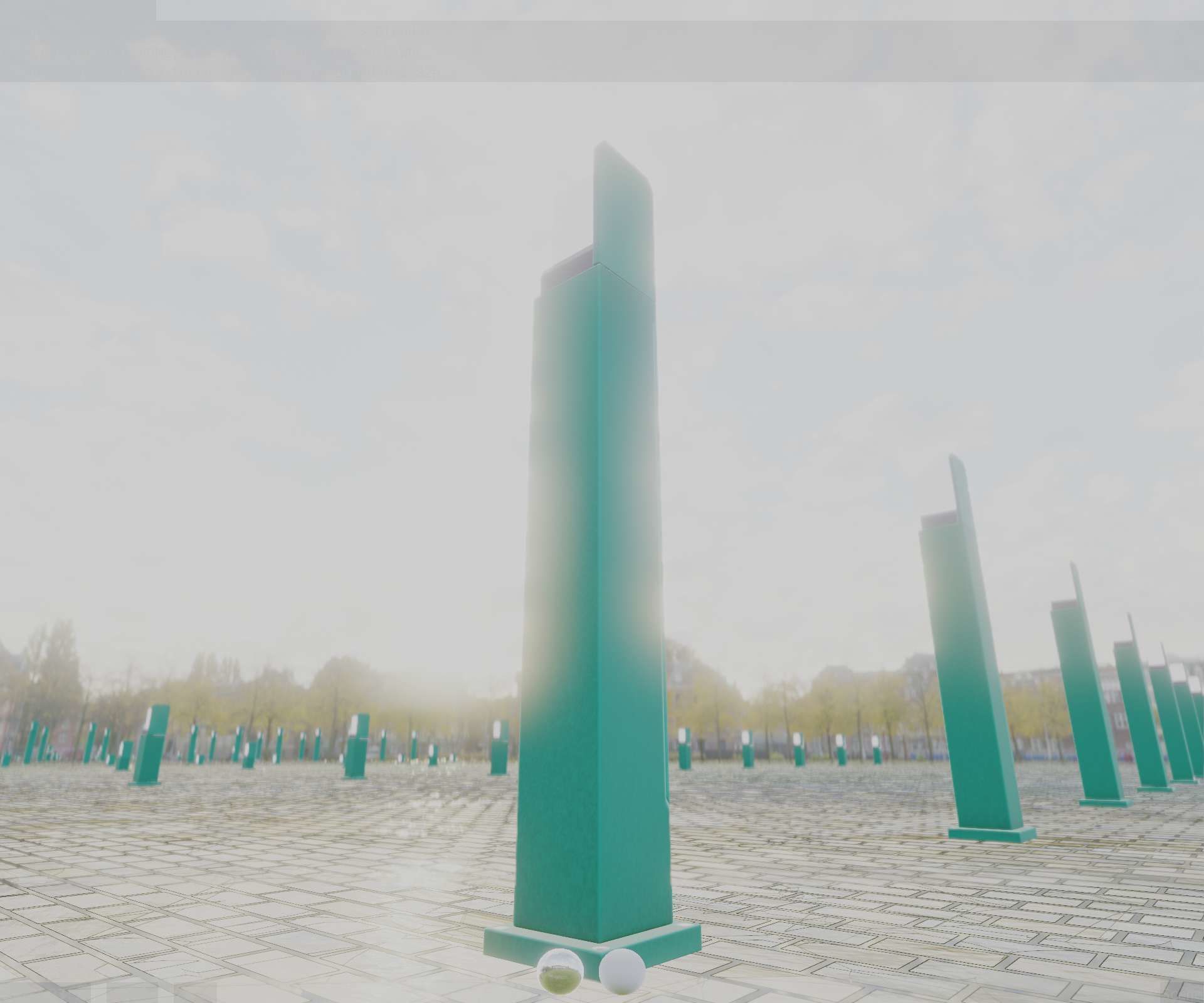 Street Light 8 Bollard 900 mm Moss Green Version 2 Low-poly 3D model_10