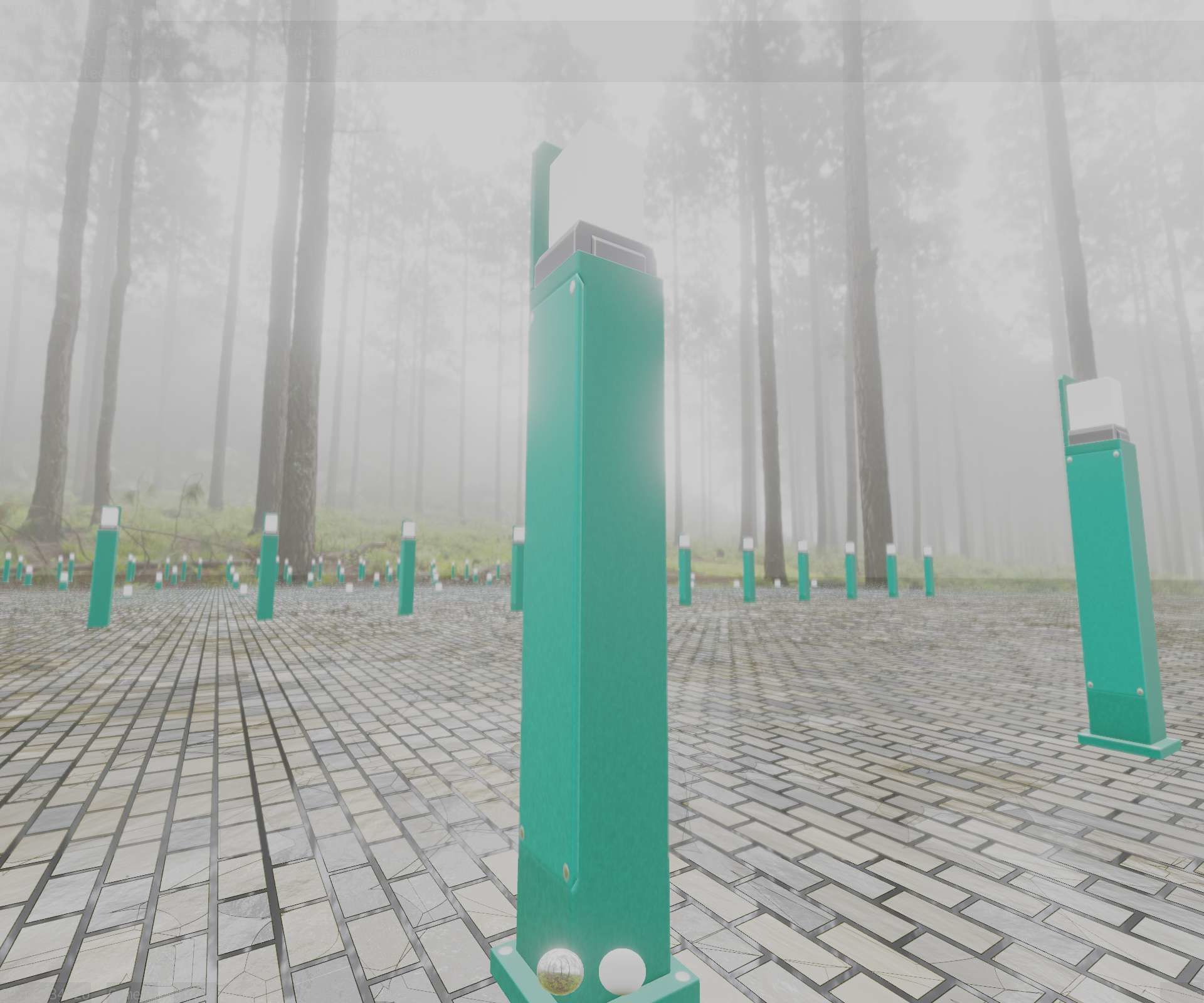 Street Light 8 Bollard 900 mm Moss Green Version 2 Low-poly 3D model_40