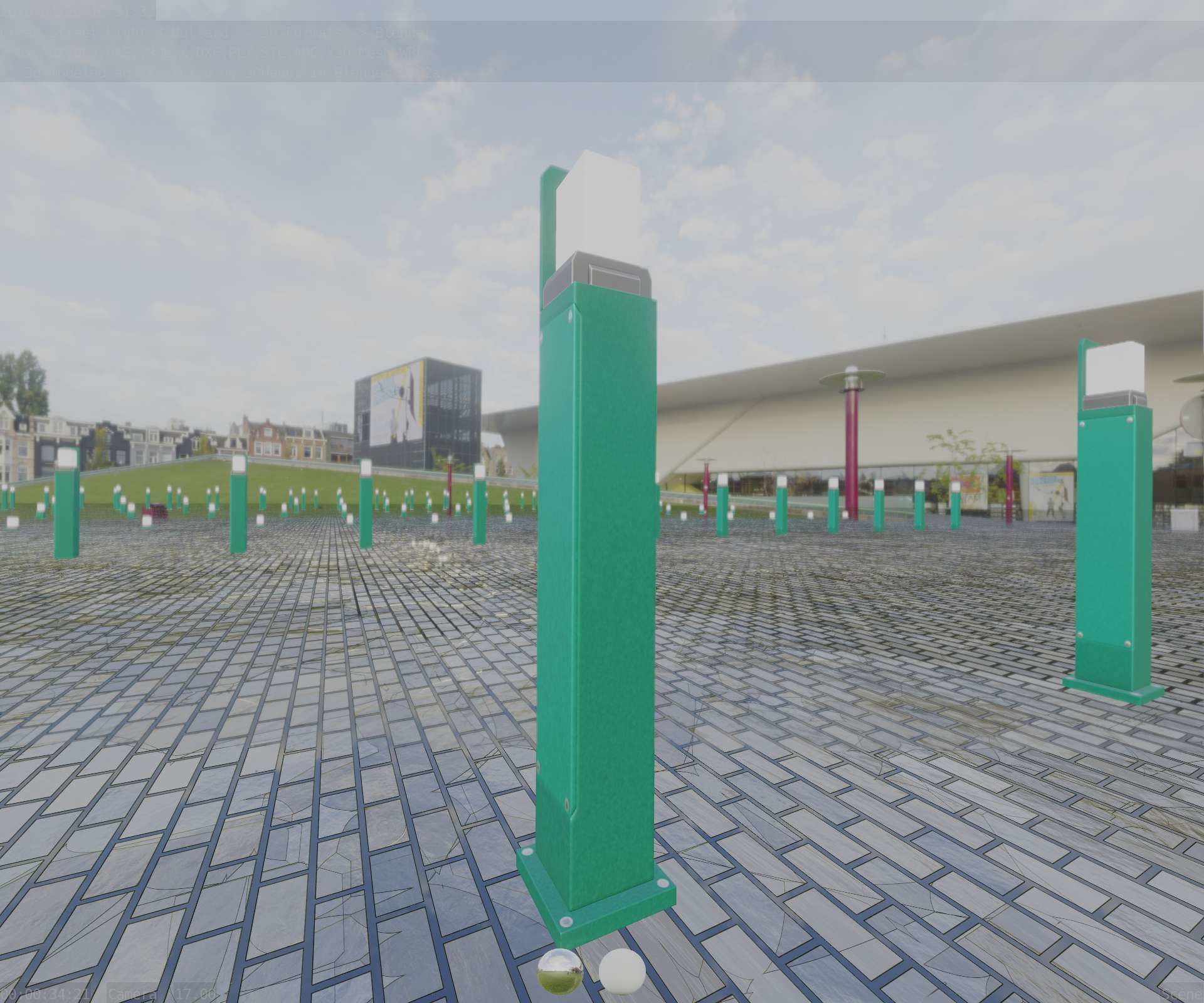 Street Light 8 Bollard 900 mm Moss Green Version 2 Low-poly 3D model_41