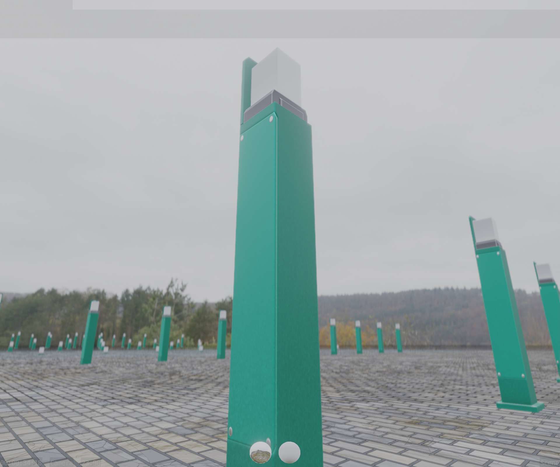 Street Light 8 Bollard 900 mm Moss Green Version 2 Low-poly 3D model_38