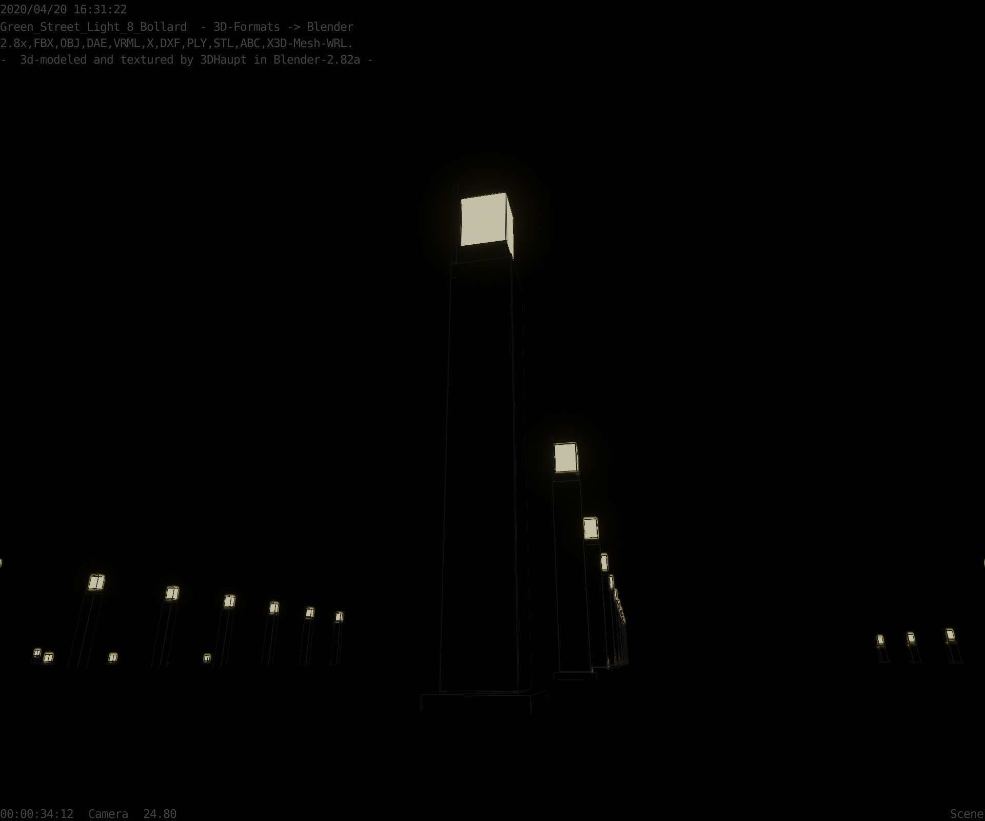 Street Light 8 Bollard 900 mm Moss Green Version 2 Low-poly 3D model_32