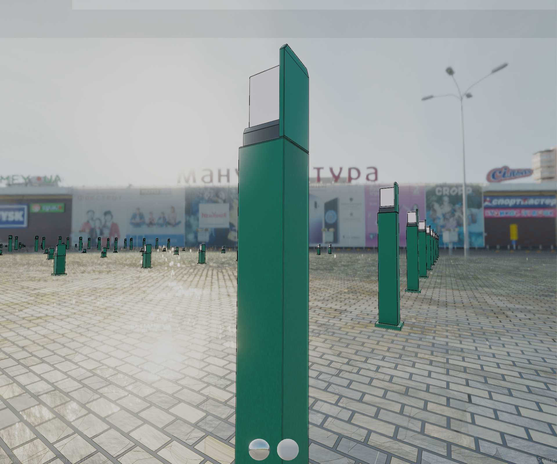 Street Light 8 Bollard 900 mm Moss Green Version 2 Low-poly 3D model_67
