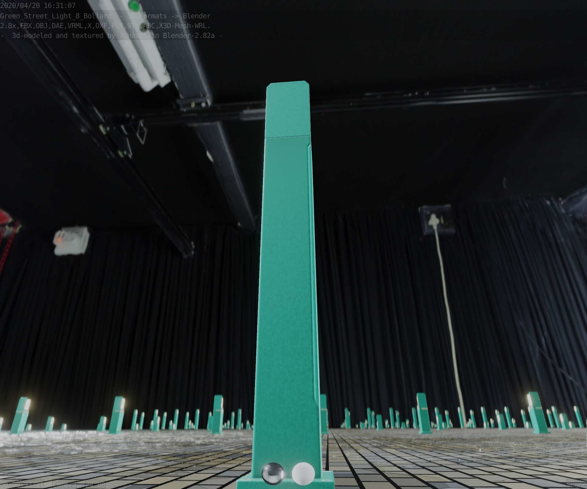 Street Light 8 Bollard 900 mm Moss Green Version 2 Low-poly 3D model_17