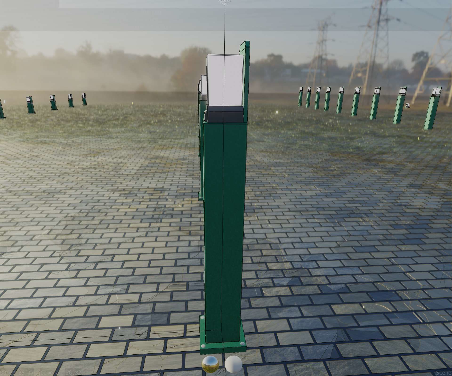 Street Light 8 Bollard 900 mm Moss Green Version 2 Low-poly 3D model_51