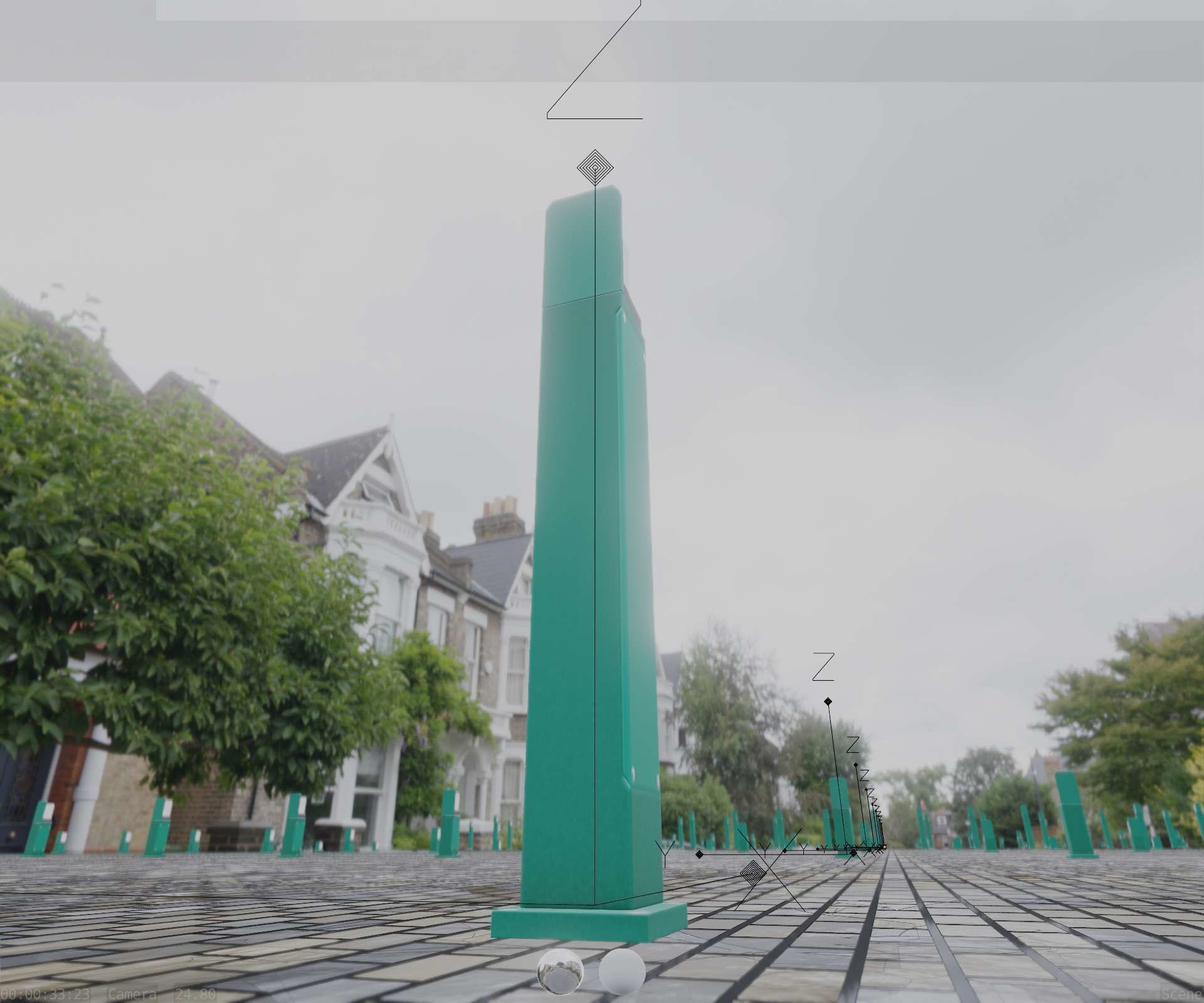 Street Light 8 Bollard 900 mm Moss Green Version 2 Low-poly 3D model_19