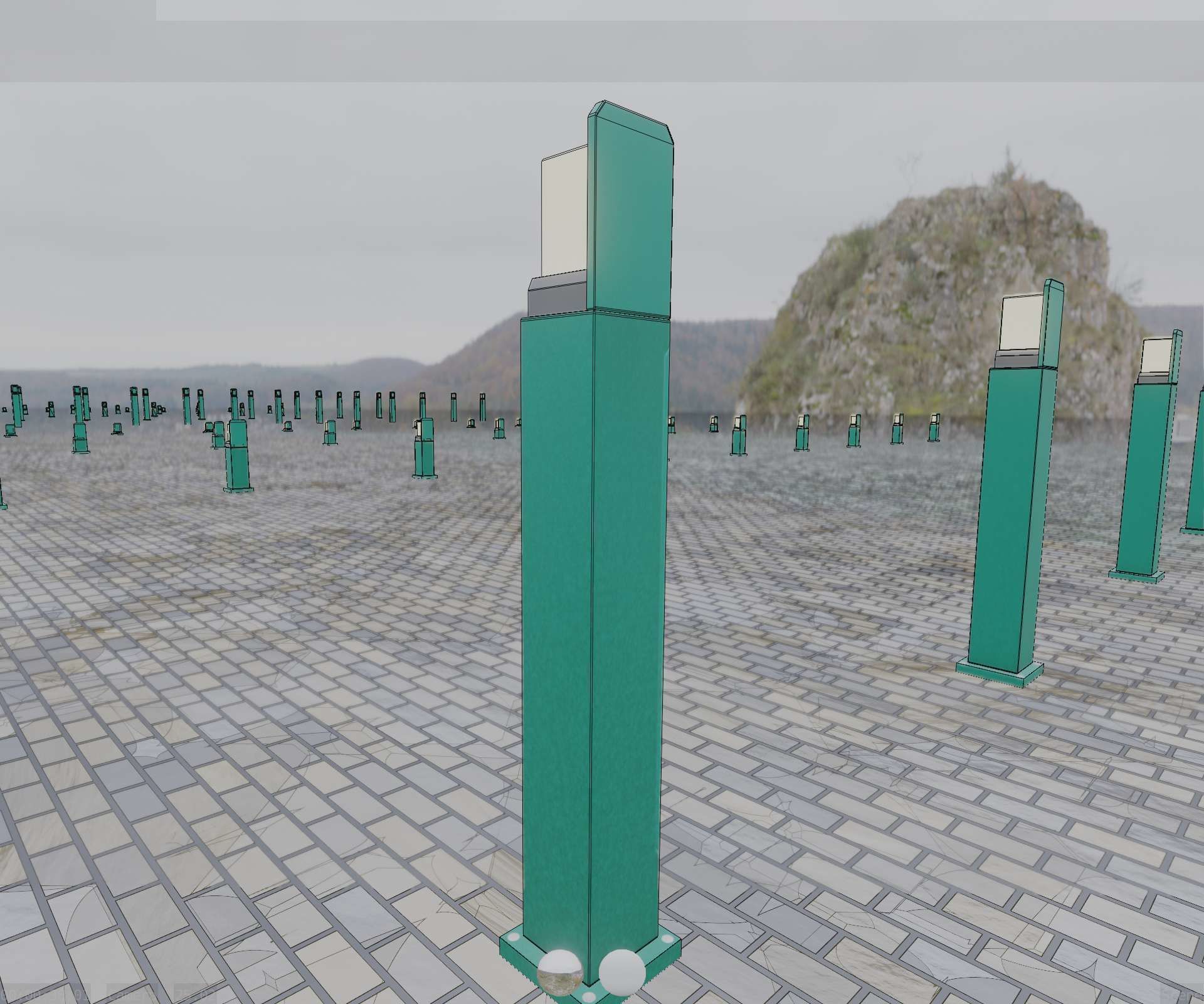 Street Light 8 Bollard 900 mm Moss Green Version 2 Low-poly 3D model_69