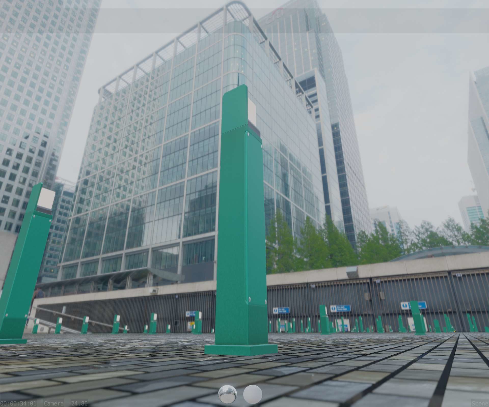 Street Light 8 Bollard 900 mm Moss Green Version 2 Low-poly 3D model_21