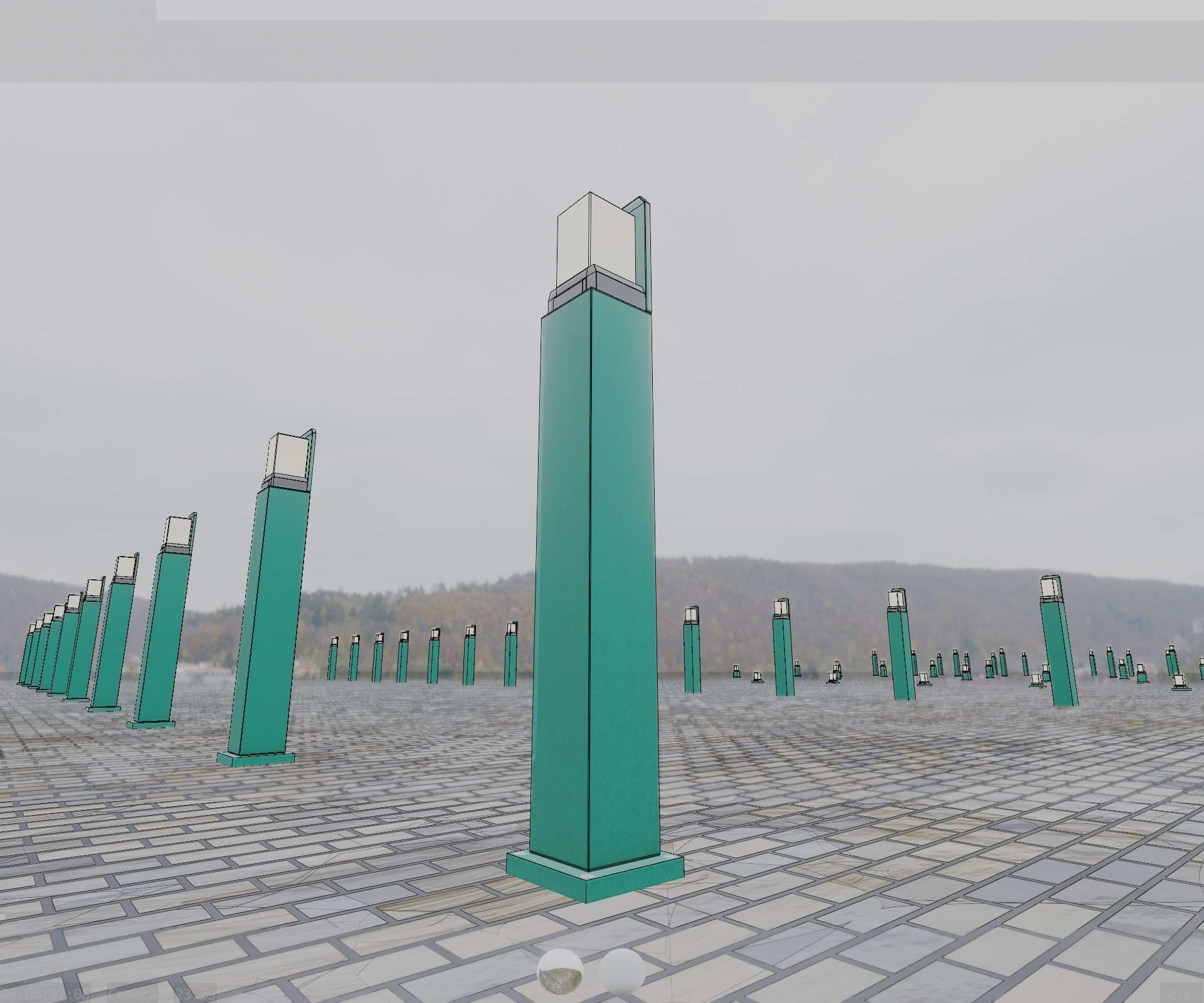Street Light 8 Bollard 900 mm Moss Green Version 2 Low-poly 3D model_96