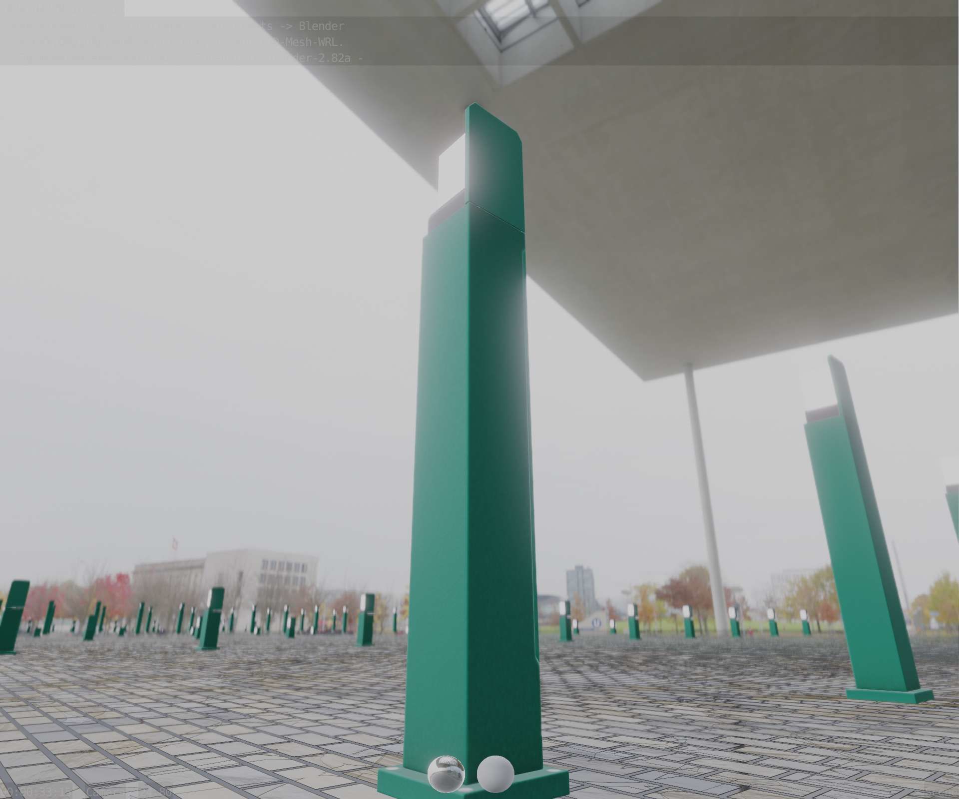 Street Light 8 Bollard 900 mm Moss Green Version 2 Low-poly 3D model_11