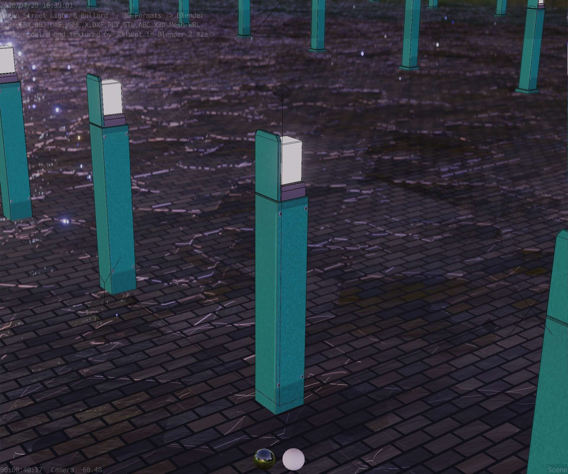 Street Light 8 Bollard 900 mm Moss Green Version 5 Low-poly 3D model_77