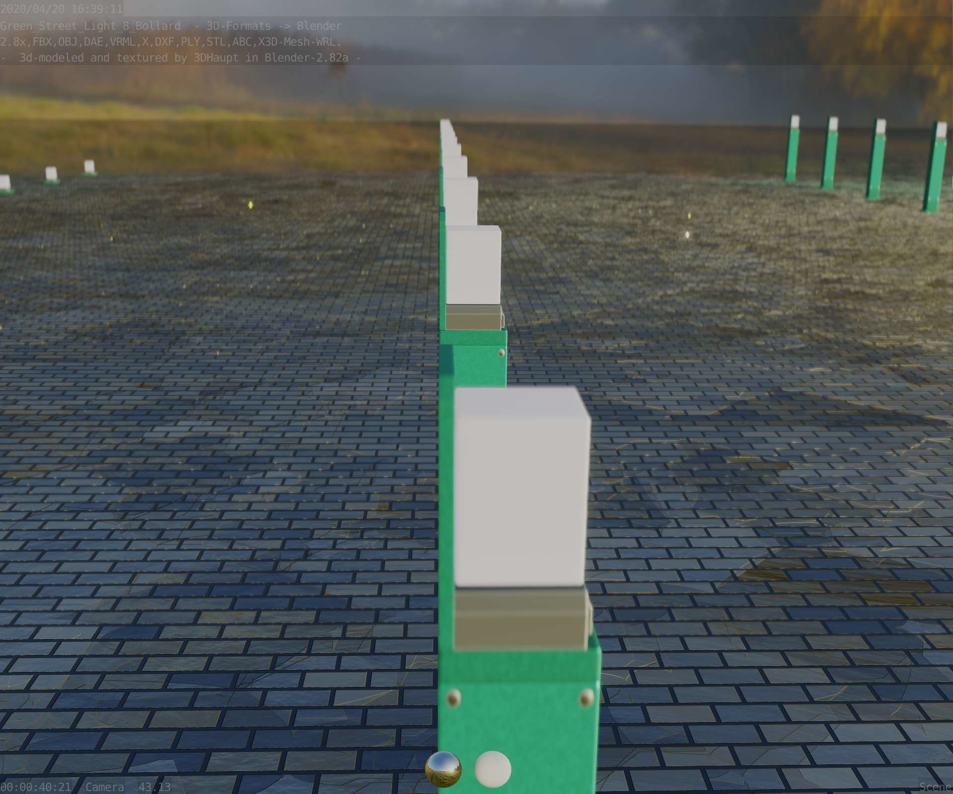 Street Light 8 Bollard 900 mm Moss Green Version 5 Low-poly 3D model_81