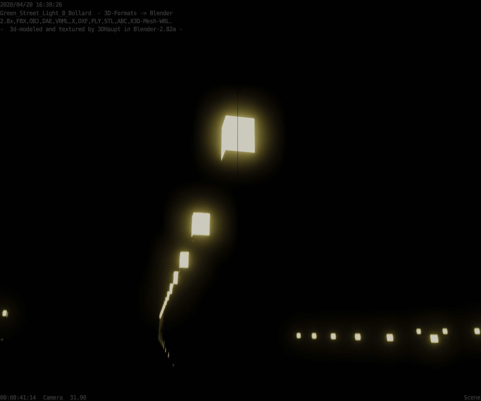 Street Light 8 Bollard 900 mm Moss Green Version 5 Low-poly 3D model_98