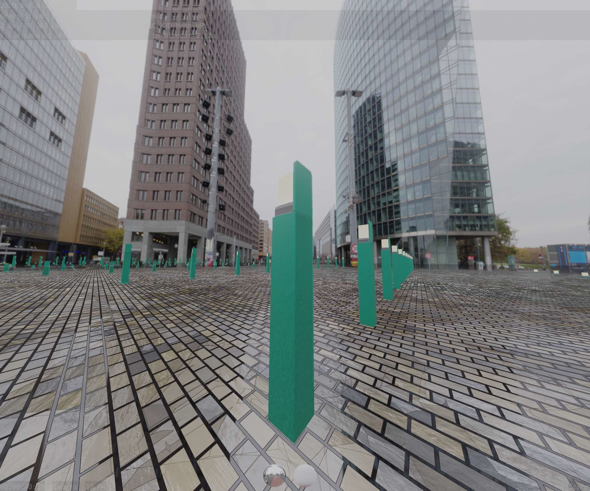 Street Light 8 Bollard 900 mm Moss Green Version 5 Low-poly 3D model_63