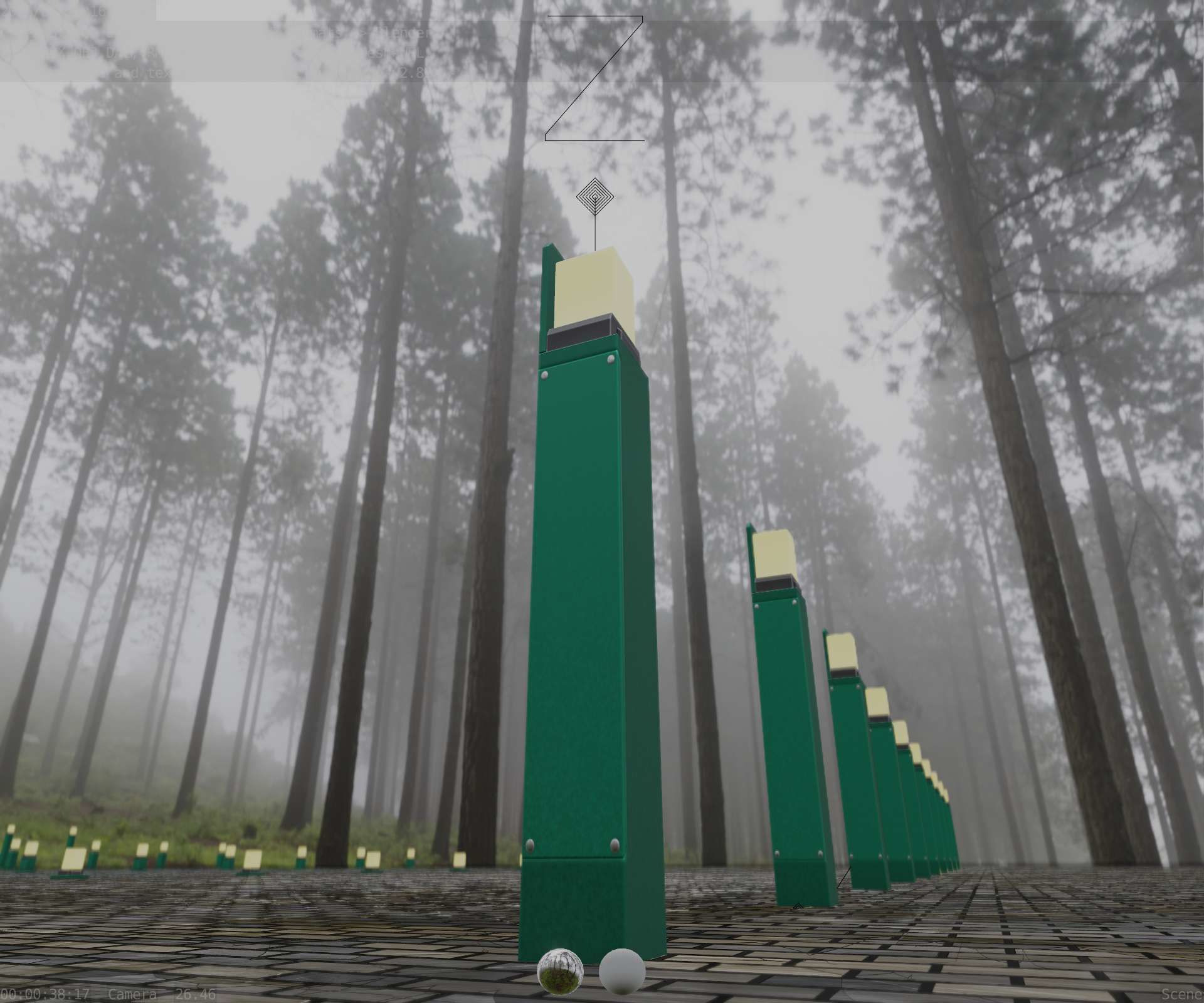 Street Light 8 Bollard 900 mm Moss Green Version 5 Low-poly 3D model_2