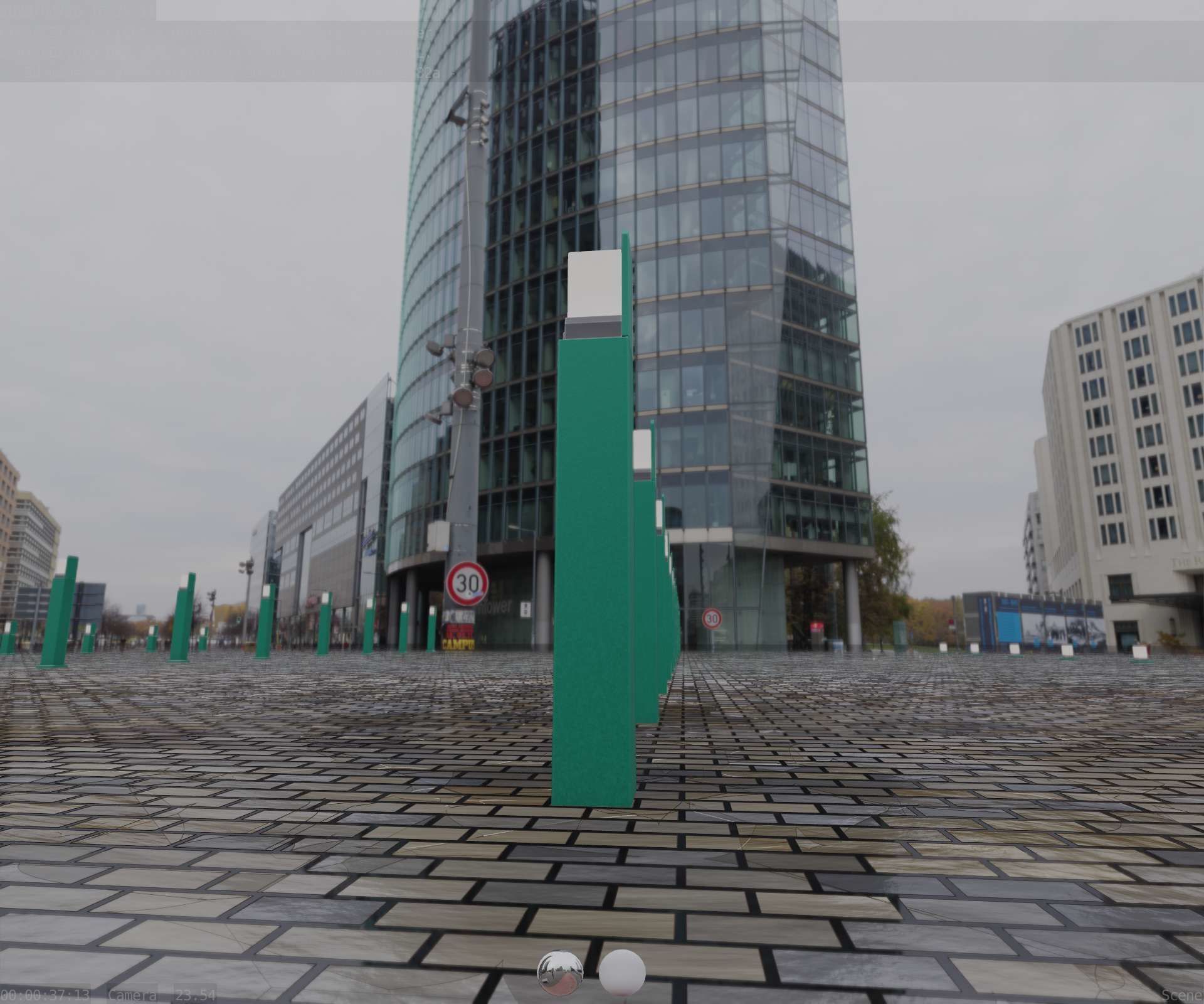 Street Light 8 Bollard 900 mm Moss Green Version 5 Low-poly 3D model_3