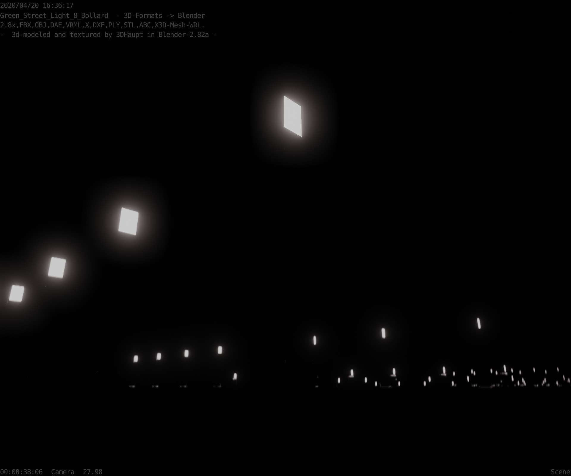 Street Light 8 Bollard 900 mm Moss Green Version 5 Low-poly 3D model_19