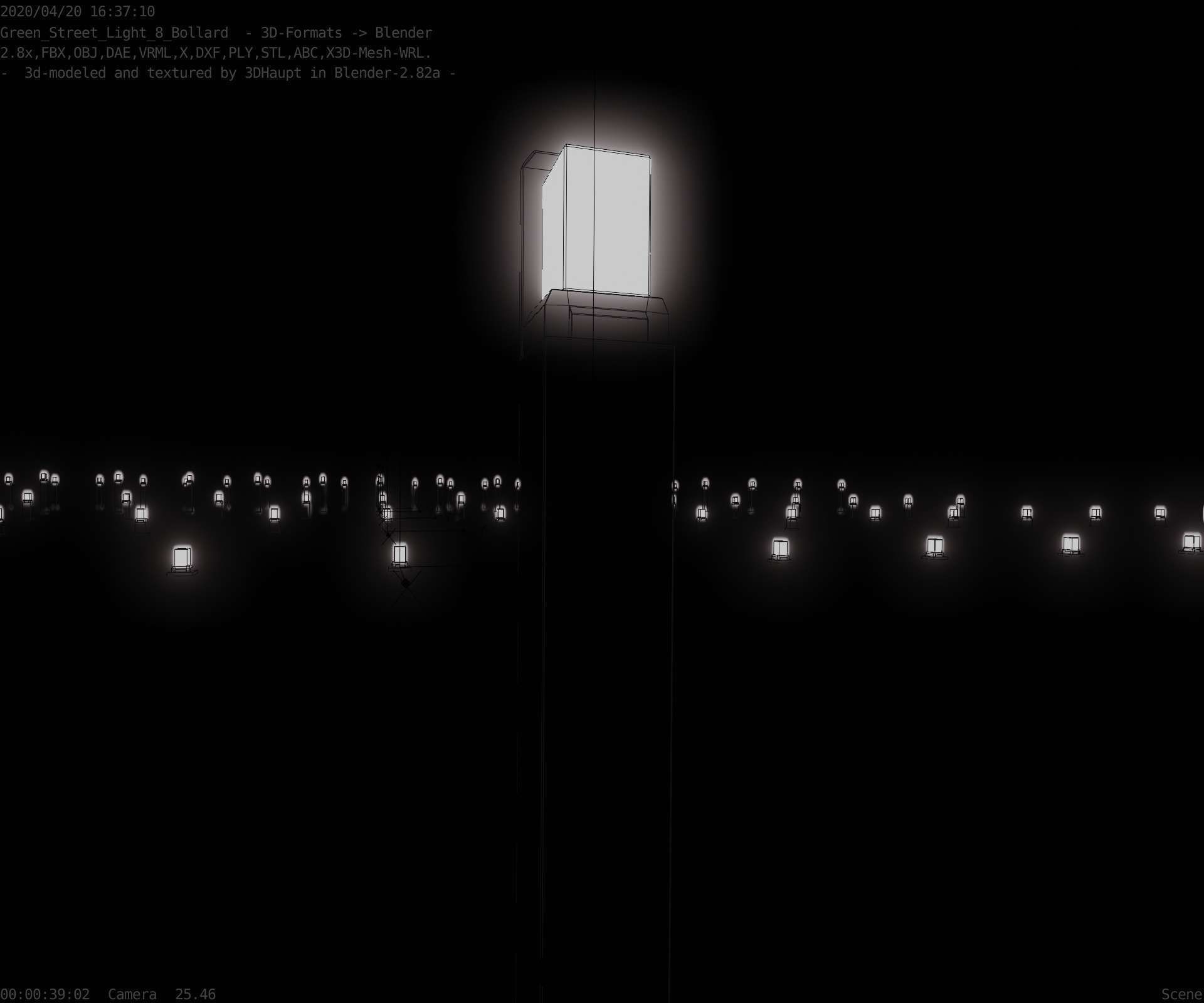 Street Light 8 Bollard 900 mm Moss Green Version 5 Low-poly 3D model_38